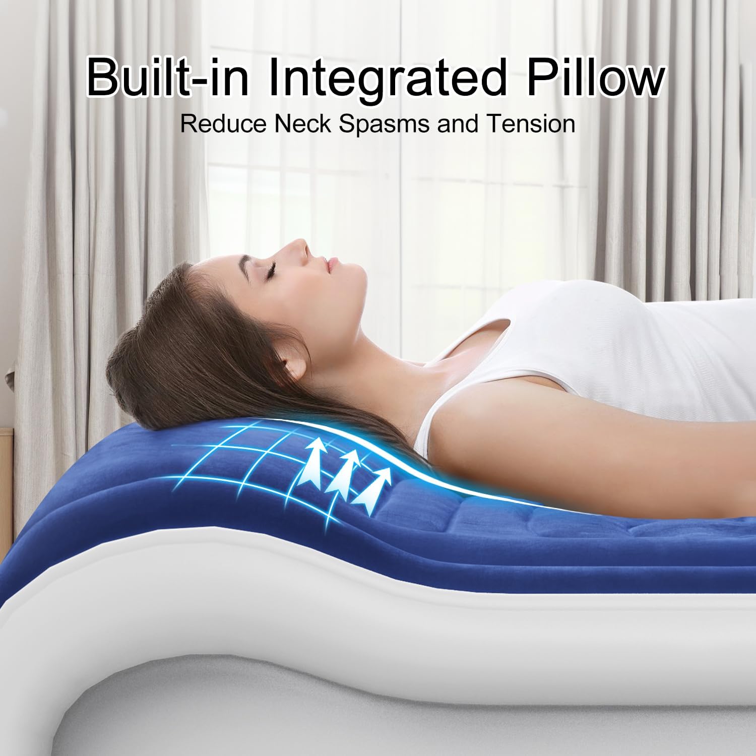 Colchón inflable individual con bomba incorporada, colchón inflable tamaño individual con almohada incorporada, inflado rápido en 3 minutos, cama de