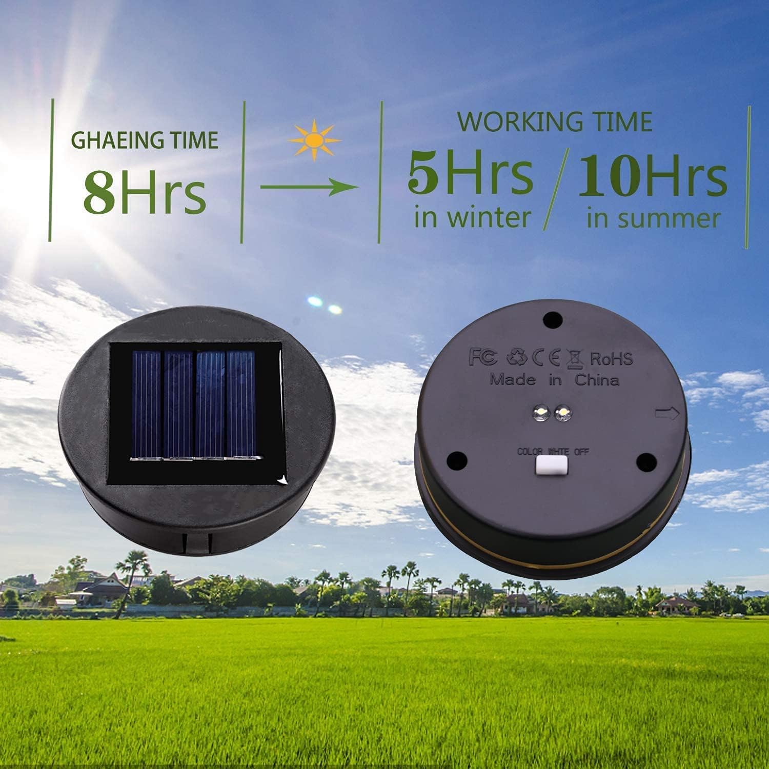 Paquete de 4 luces solares de repuesto (tamaño superior de 3.15 pulgadas, tamaño inferior de 2.76 pulgadas), tapas de luz solar impermeable para
