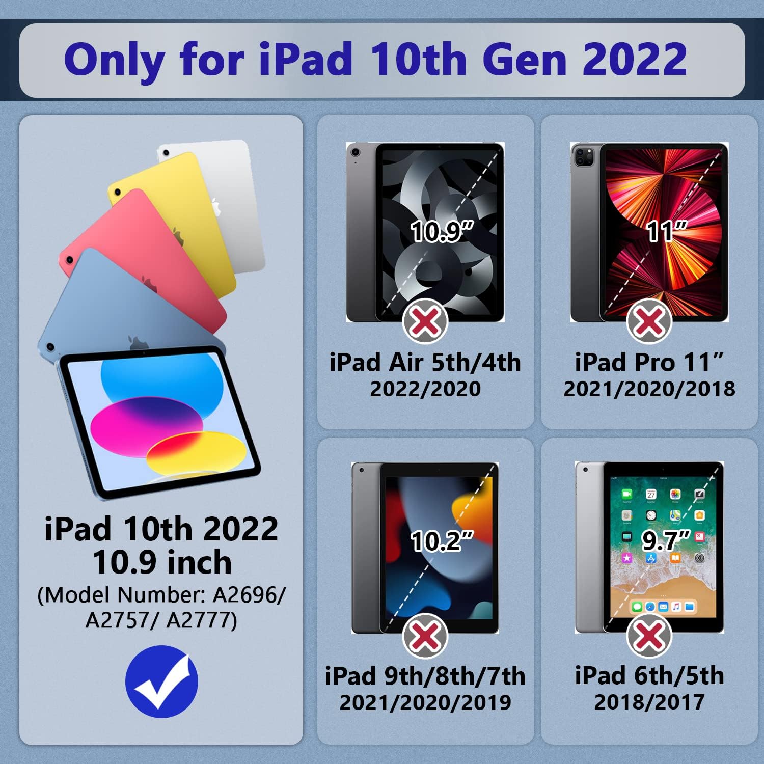 YIMIKOL Funda para iPad de 10 generación para niños de 10.9 pulgadas 2022, delgada y resistente, a prueba de golpes, con soporte integrado para iPad