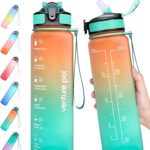 Venture Pal 22 oz 32 oz Sports Water Bottle with Time Marker, Carry Strap and Cleaning Brush – BPA Free, Leak Proof, Straw Lid – Perfect for Fitness Venture Pal 22 oz 32 oz Sports Water Bottle with Time Marker, Carry Strap and Cleaning Brush – BPA Free, Leak Proof, Straw Lid – Perfect for Fitness