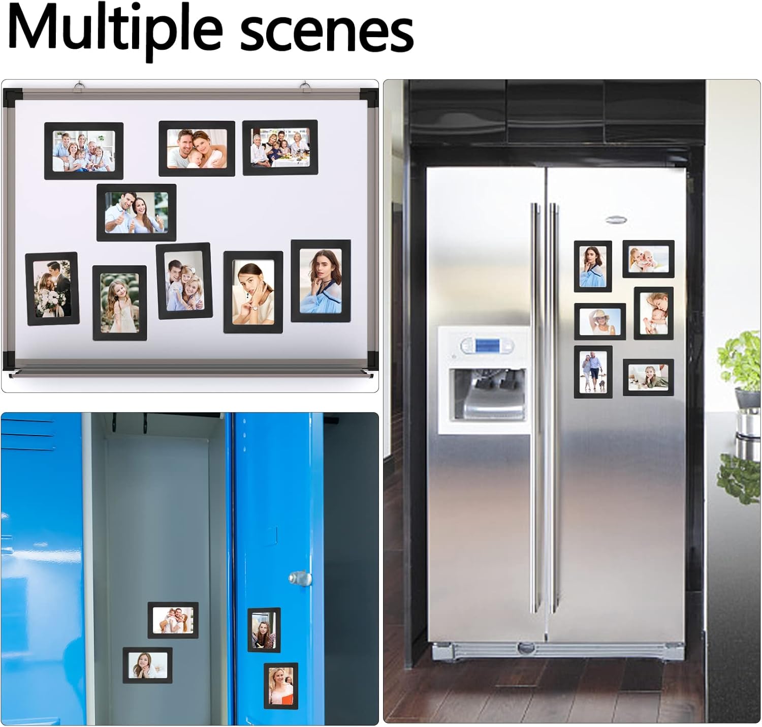 FYY Portarretratos de 4 x 6 pulgadas, paquete de 8 marcos magnéticos para fotos, para refrigerador, lavavajillas, taquilla y gabinete de oficina,