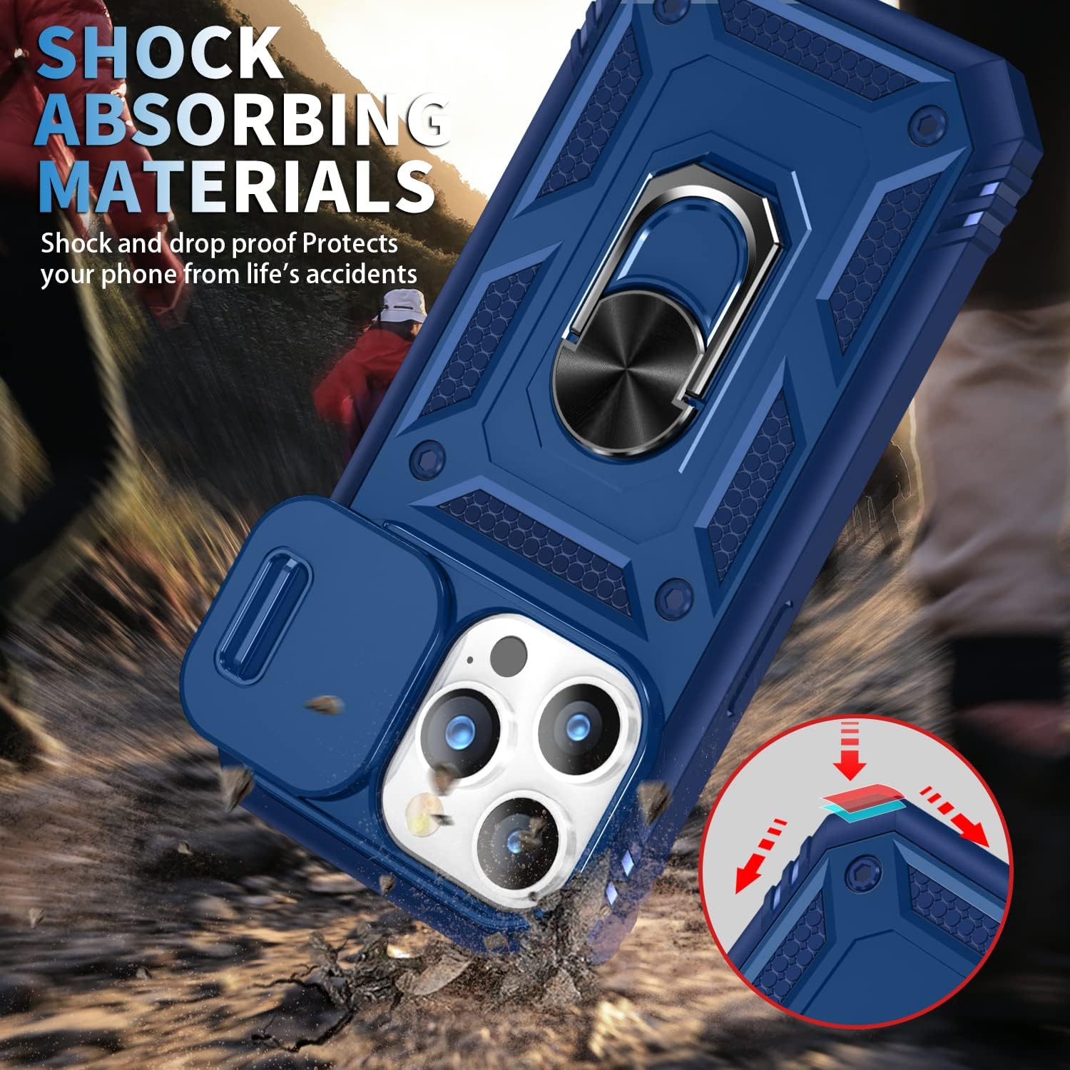 Funda compatible con iPhone 15 Pro Max, a prueba de golpes, resistente a los impactos con lente deslizante Funda protectora para iPhone 15 Pro Max
