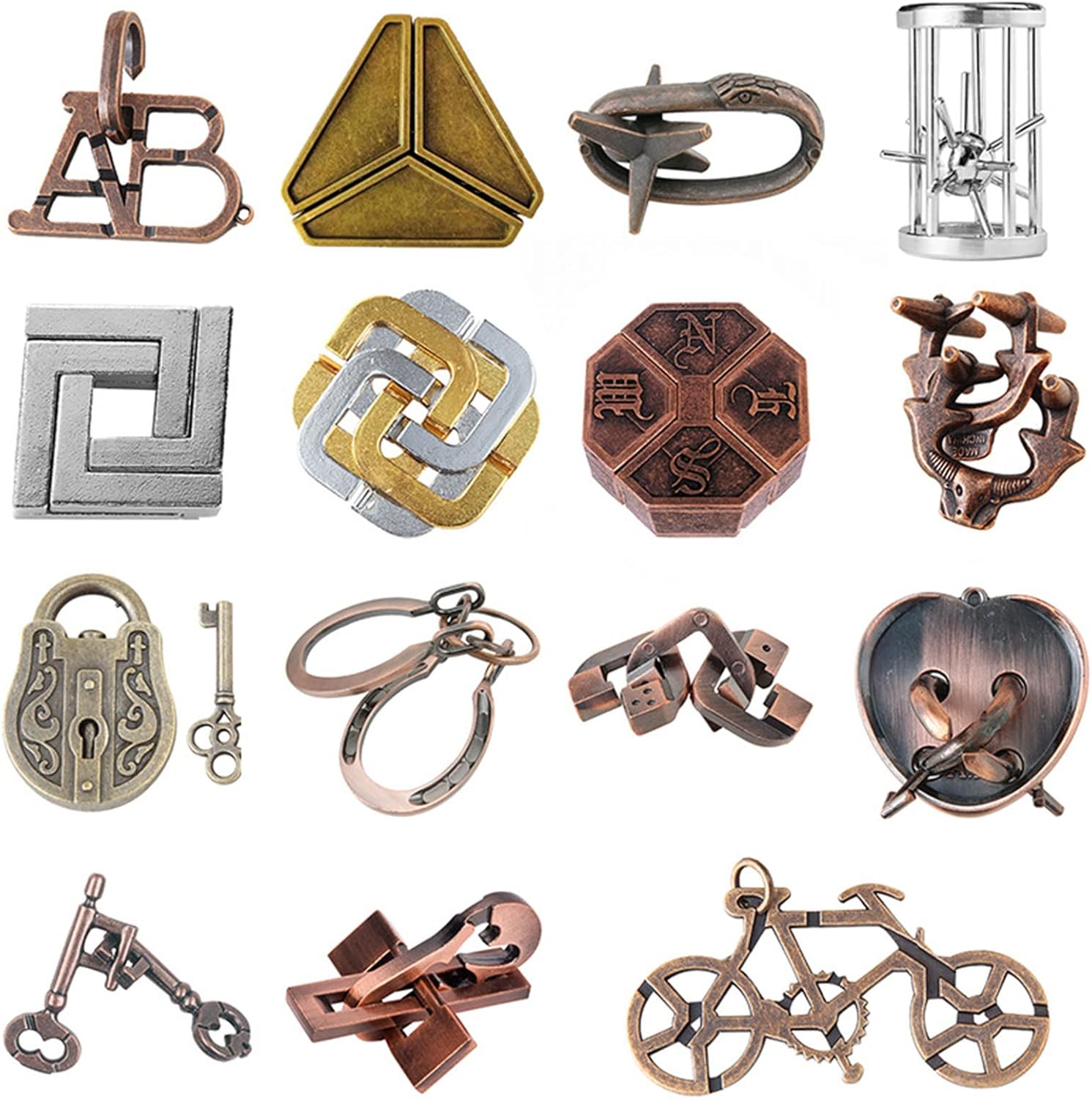 15 rompecabezas de alambre de metal para el cerebro, juguete de desbloqueo de prueba de inteligencia mental, juego de rompecabezas de desafío