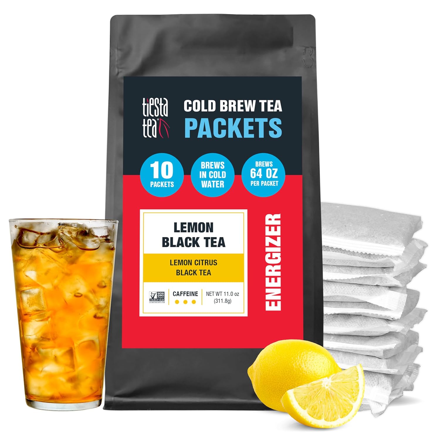 Tiesta Tea – Té frío negro limón  Té negro cítrico limón  Mezclas de té helado de hojas sueltas de primera calidad  Té helado con alto contenido de