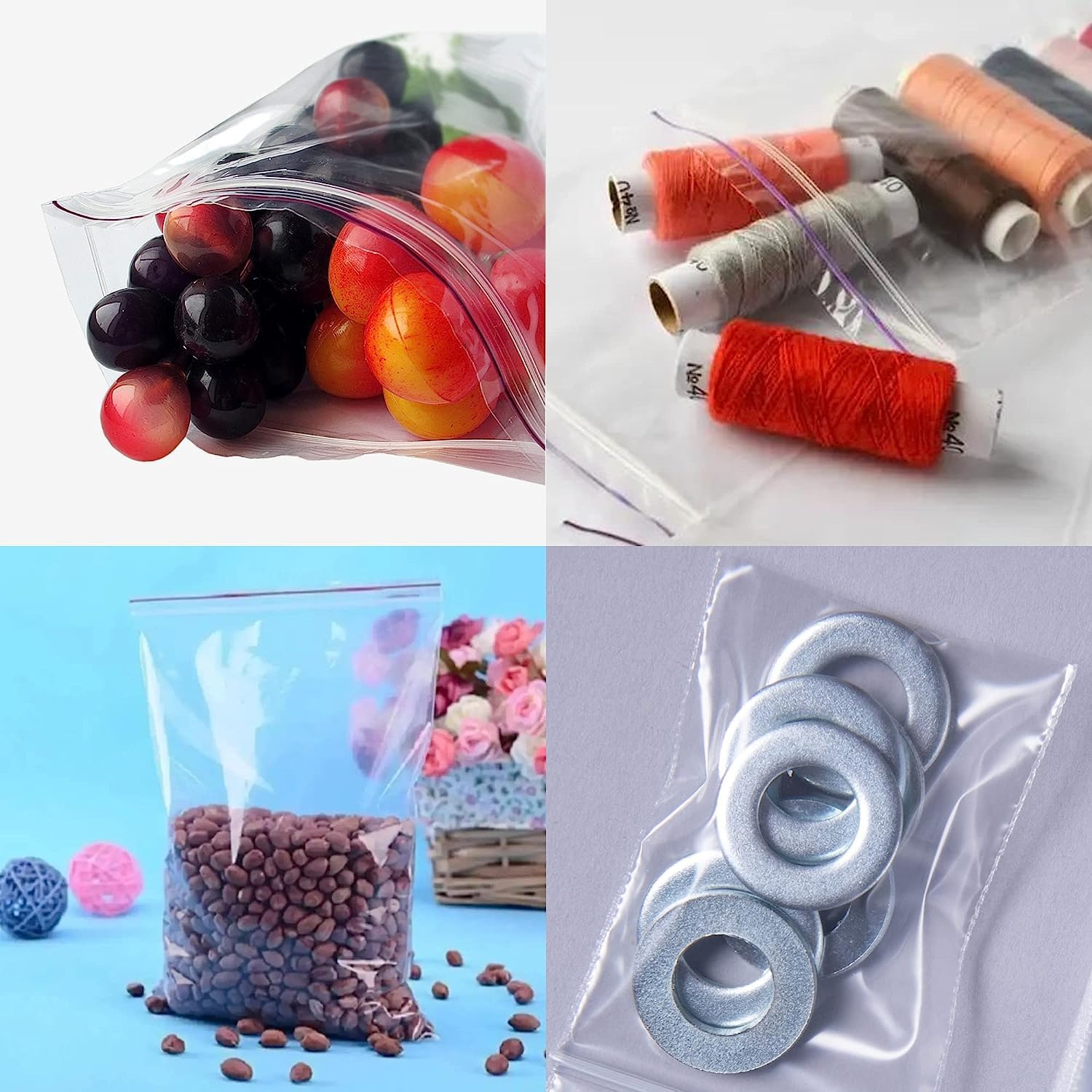 Bolsas de plástico transparente con cierre de cremallera, bolsas resellables de 4 x 5 pulgadas, bolsas transparentes con cierre de cremallera de 2