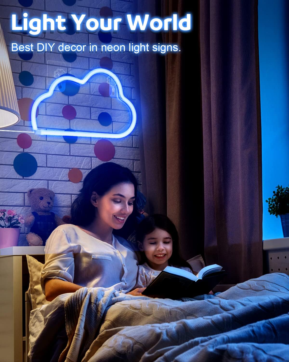 Aclorol Letreros de luz de neón de nube para decoración de pared, luces LED de nube alimentadas con bateríaUSB, color azul para habitación estética,