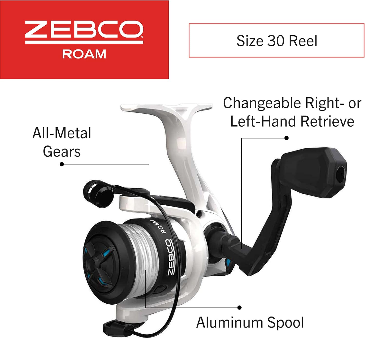Zebco Roam Combo de carrete giratorio y caña de pescar, mango de caña ComfortGrip dividido, perilla de mango suave al tacto