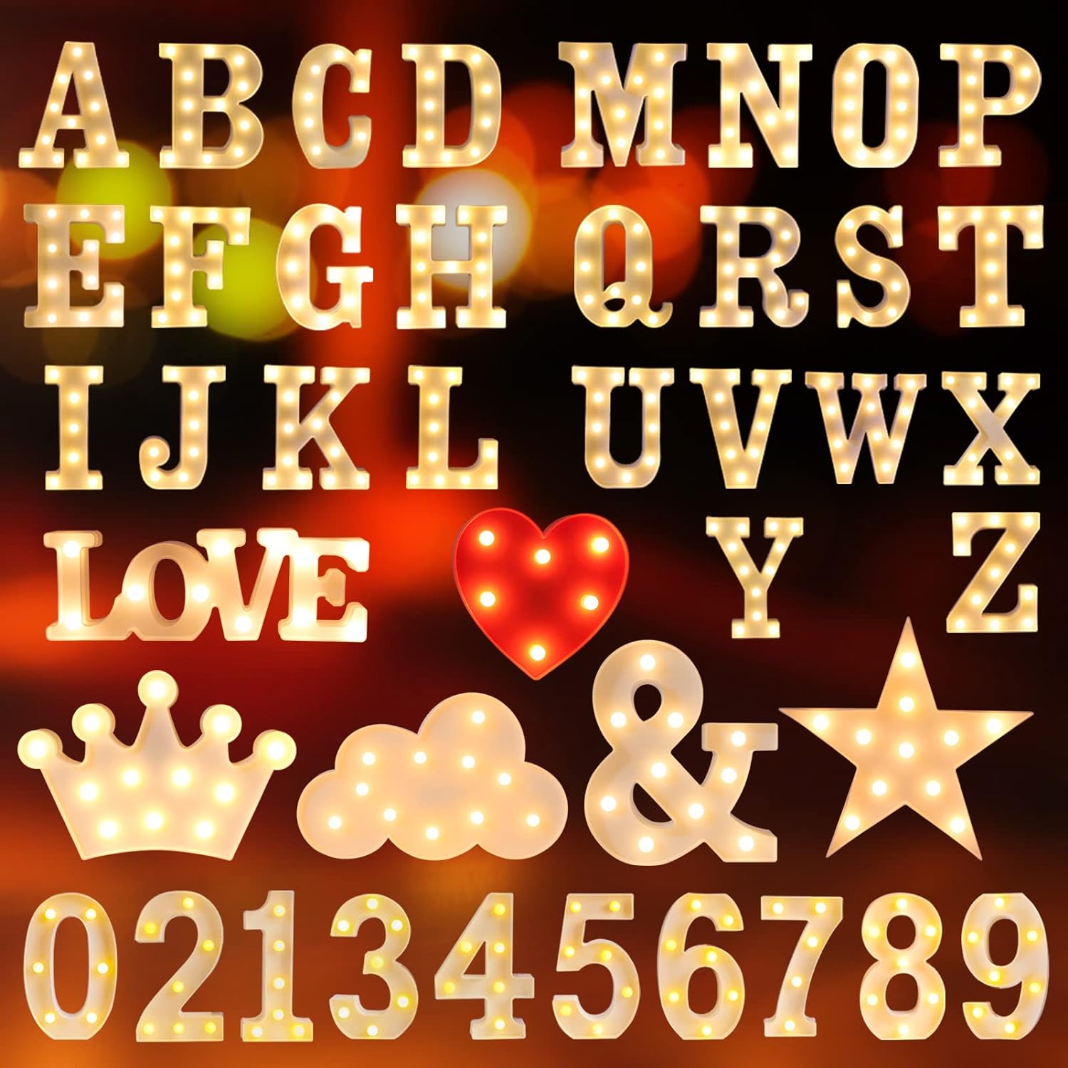 Letras iluminadas, letras de marquesina de Laerjin con luces, número decorativo con luz LED, letrero de número iluminado para luz nocturna, boda,
