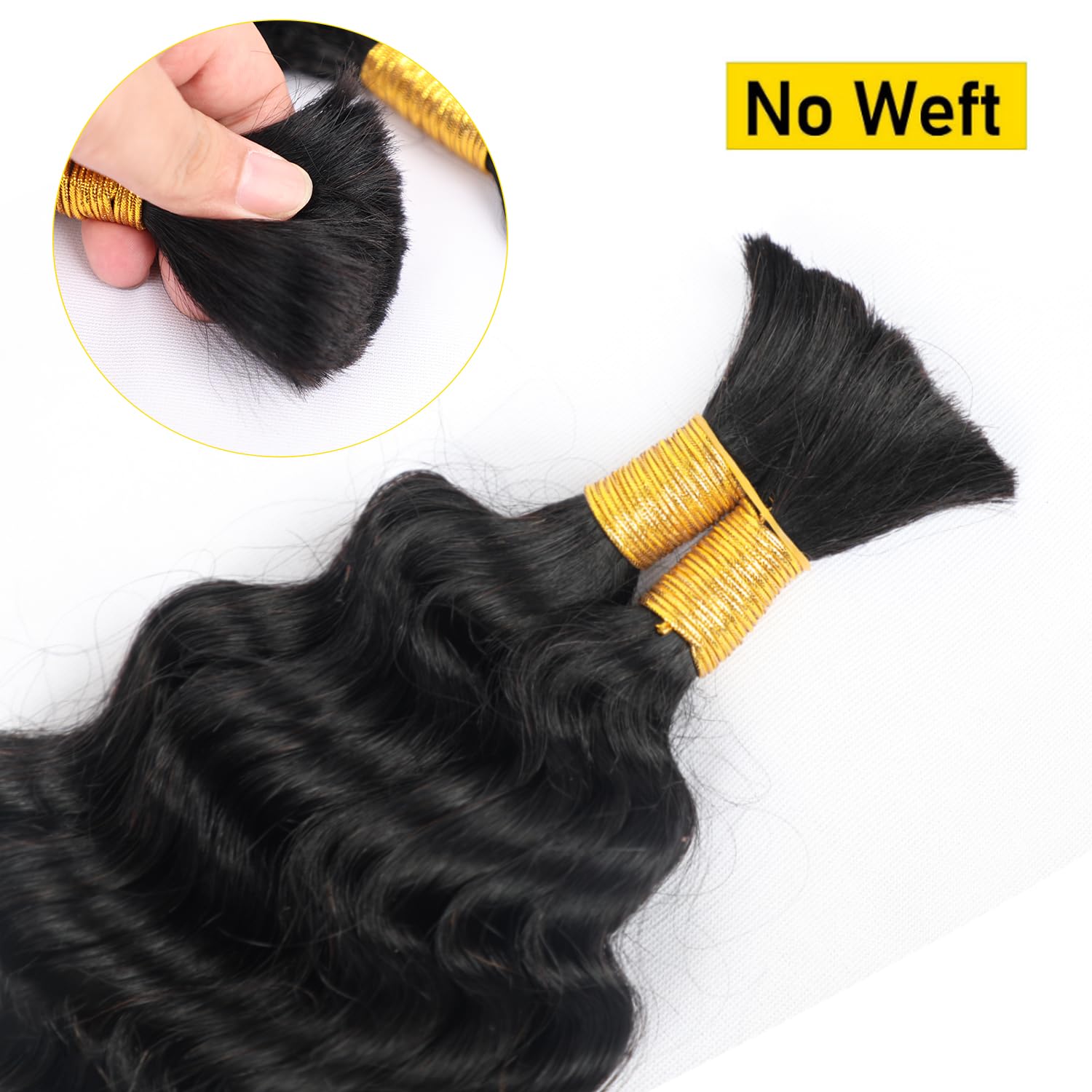 Cabello humano trenzado de 22 pulgadas, cabello humano trenzado húmedo y ondulado, cabello humano para trenzar ondas profundas, extensión de cabello