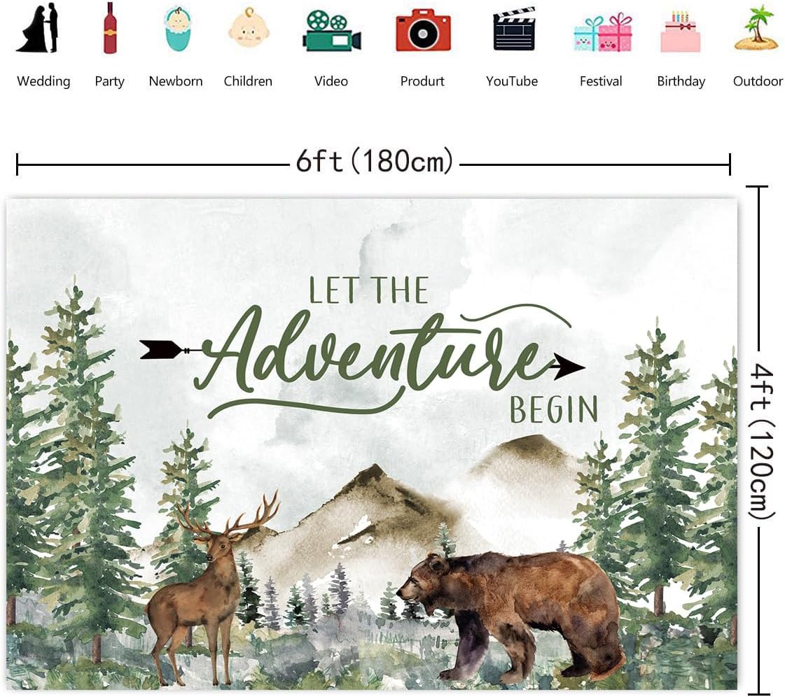 Adventure Awaits – Decoraciones para baby shower con texto en inglés “Let The Adventure Begin”, kit de arco de guirnalda de globos verde salvia para