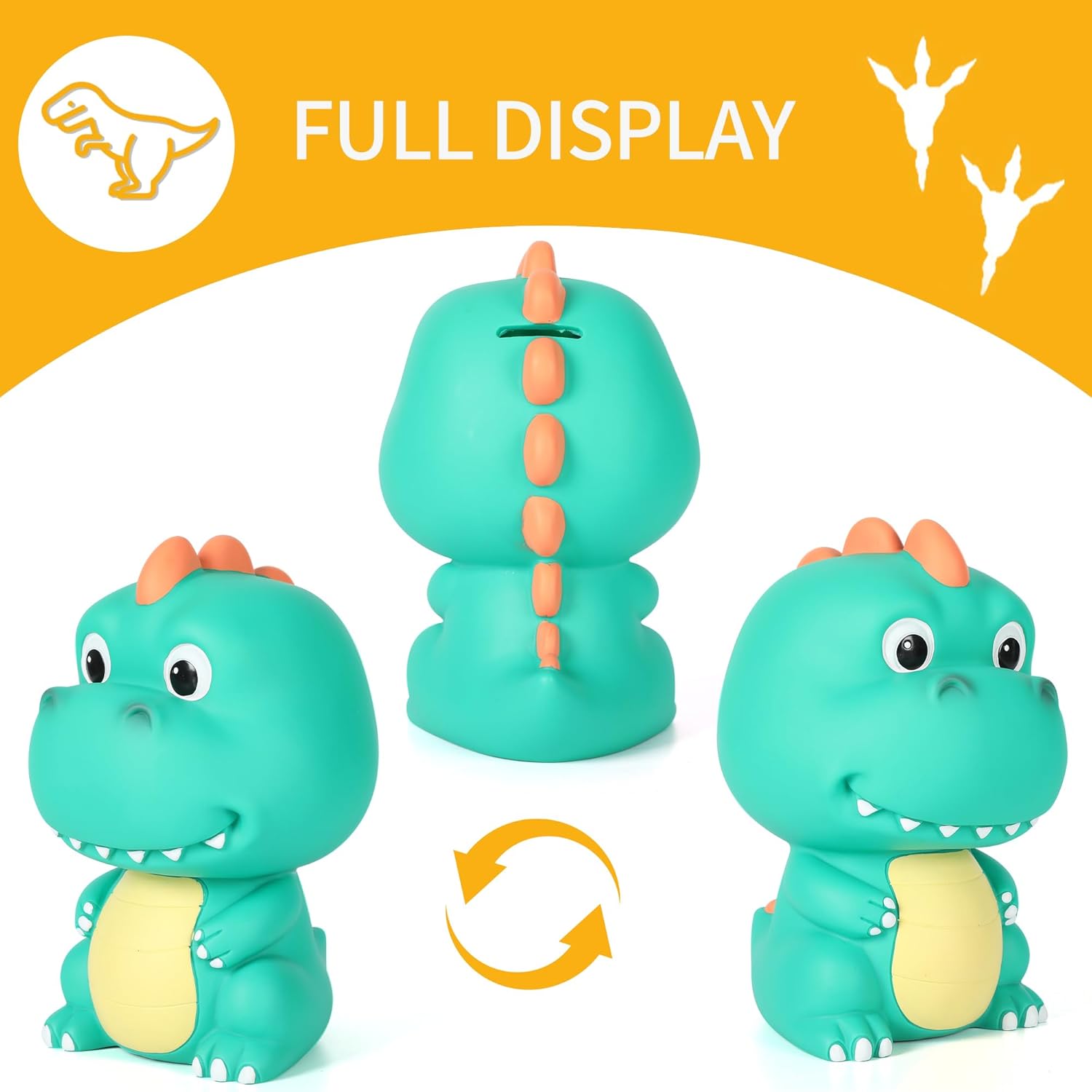 H&W Banco de dinero de dinosaurio con bonita cabeza grande, alcancía de tiranosaurio Rex inastillable, primer banco de monedas, el mejor cumpleaños