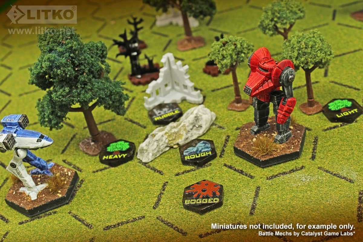 LITKO Tokens de terreno Mecha Battlefield de primera calidad  Compatible con BattleTech  Juego de 10 unidades (paquete variado)