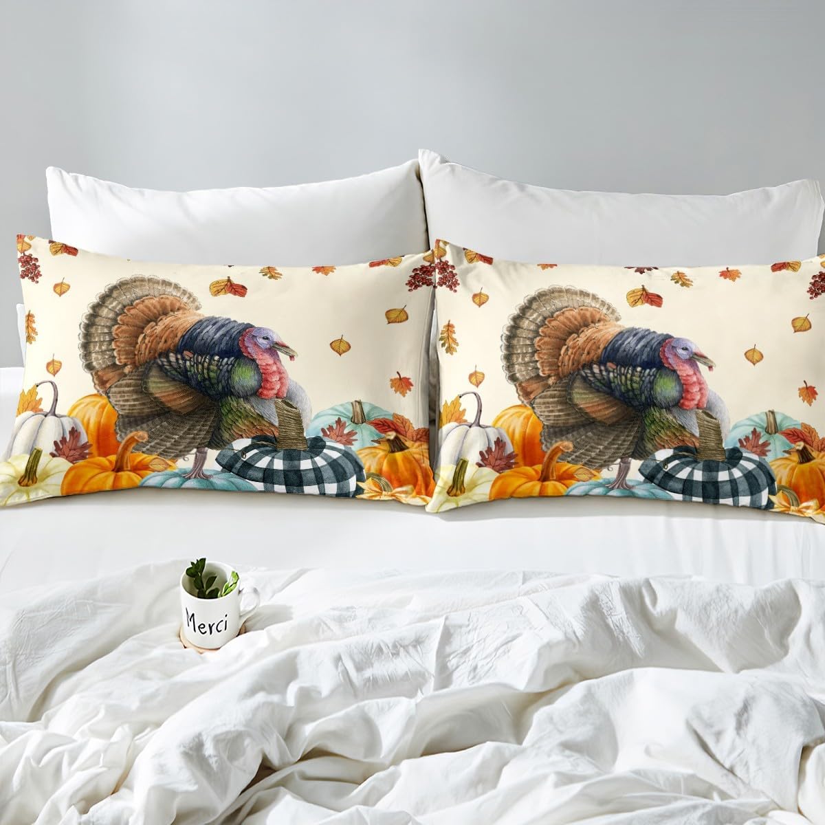 Funda de edredón de cosecha de otoño, tamaño King, regalos para el día de Acción de Gracias para niños, niñas y mujeres, decoración de otoño, juego