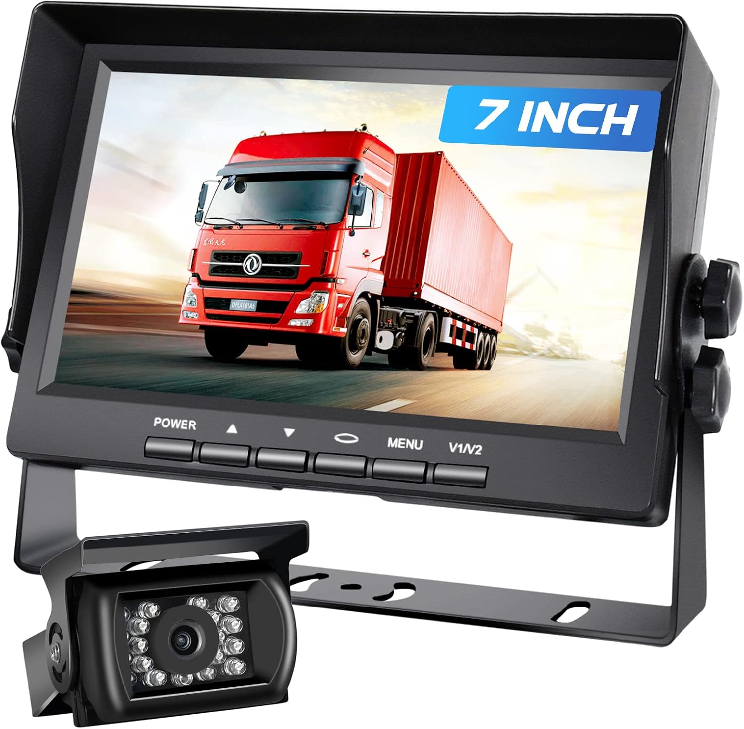 Cámara de respaldo RV con kit de monitor HD de 7 pulgadas, IP68, impermeable, cámara de visión trasera infrarroja, sistema de cámara de respaldo