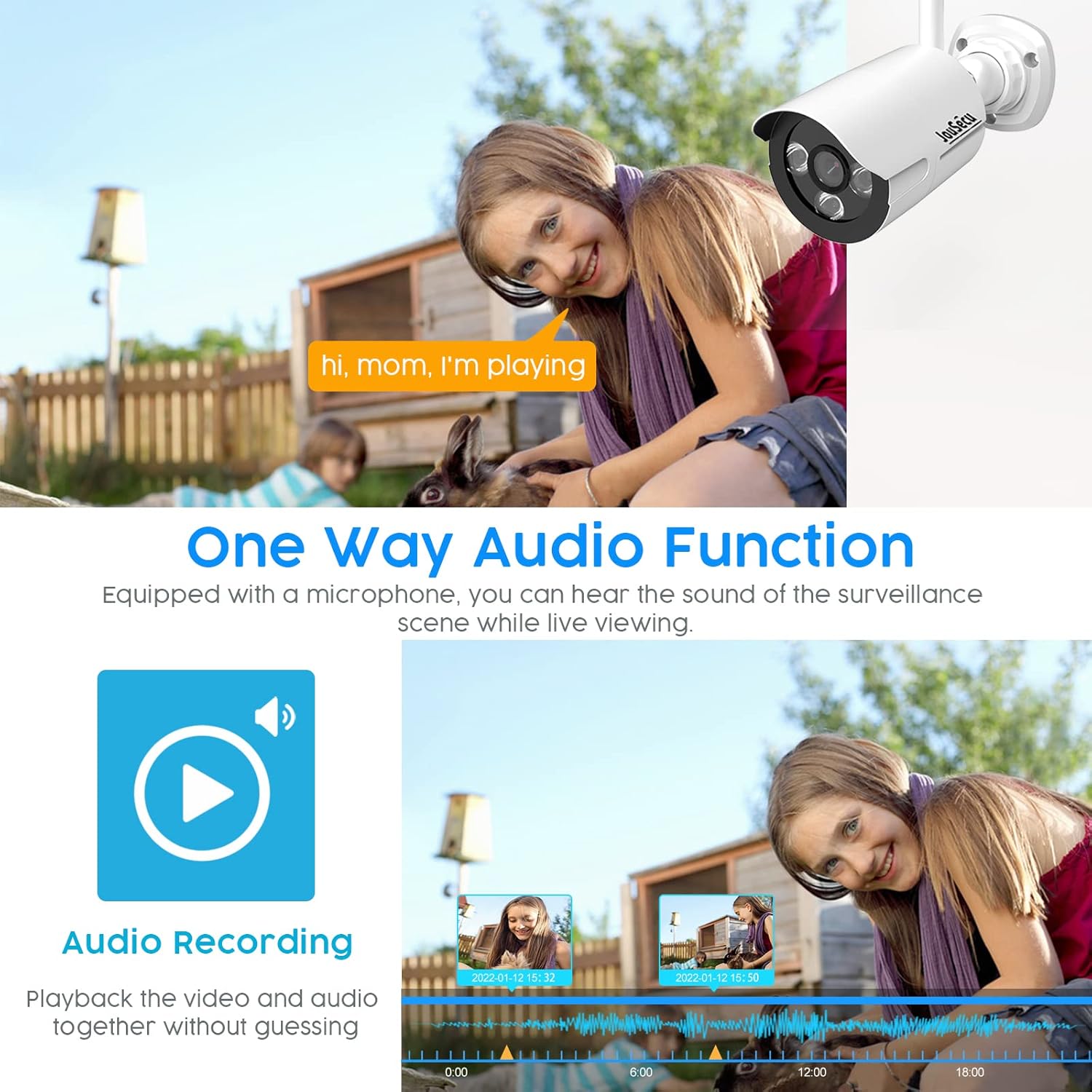 JouSecu JouSecu – Sistema de cámara de seguridad inalámbrica de 8 canales, grabadora NVR de vigilancia CCTV de 3 MP con 4 cámaras WiFi HD de 3.0MP