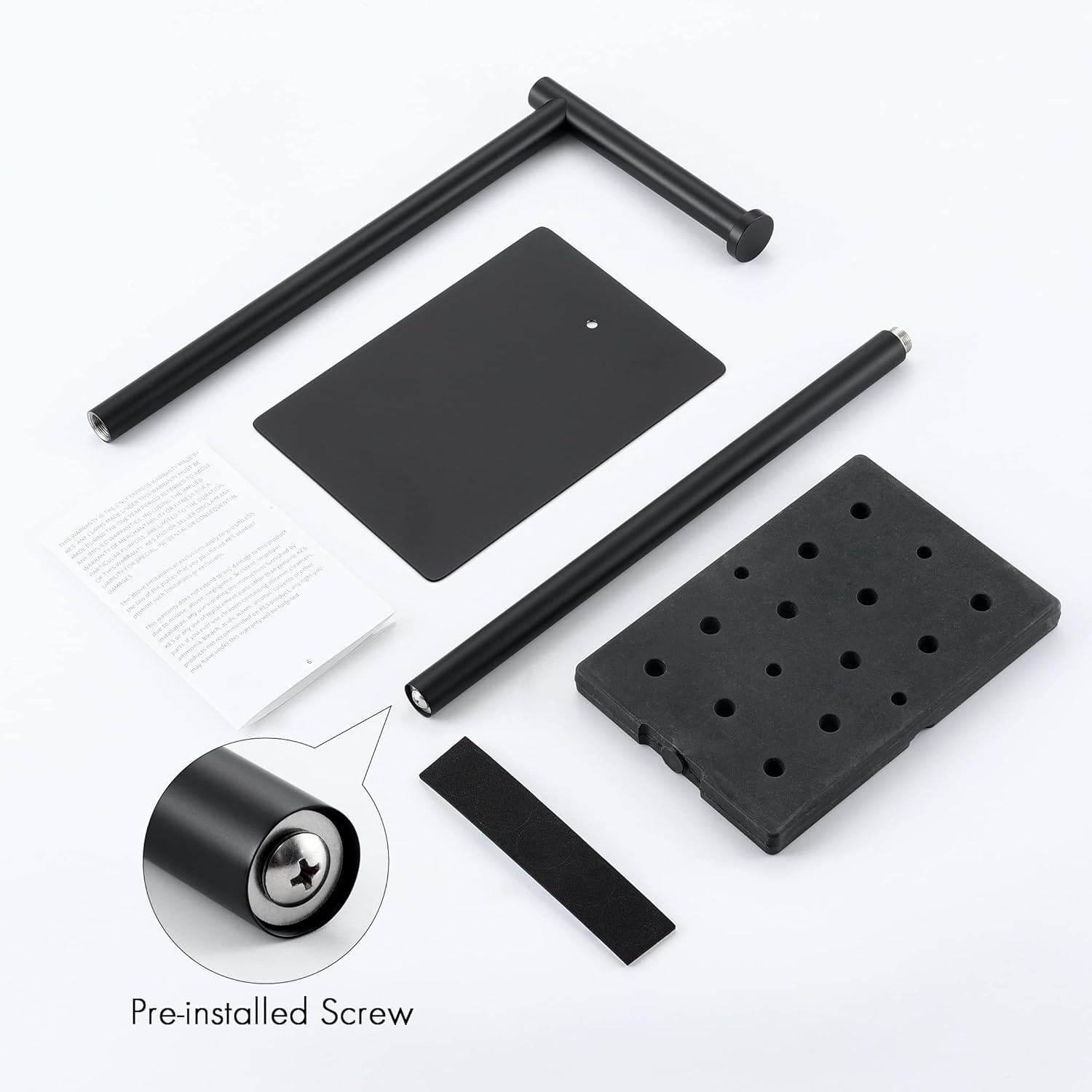 KES Soporte de papel higiénico de 26.2 pulgadas para baño, soporte de papel higiénico de pie libre SUS304 de acero inoxidable negro mate,