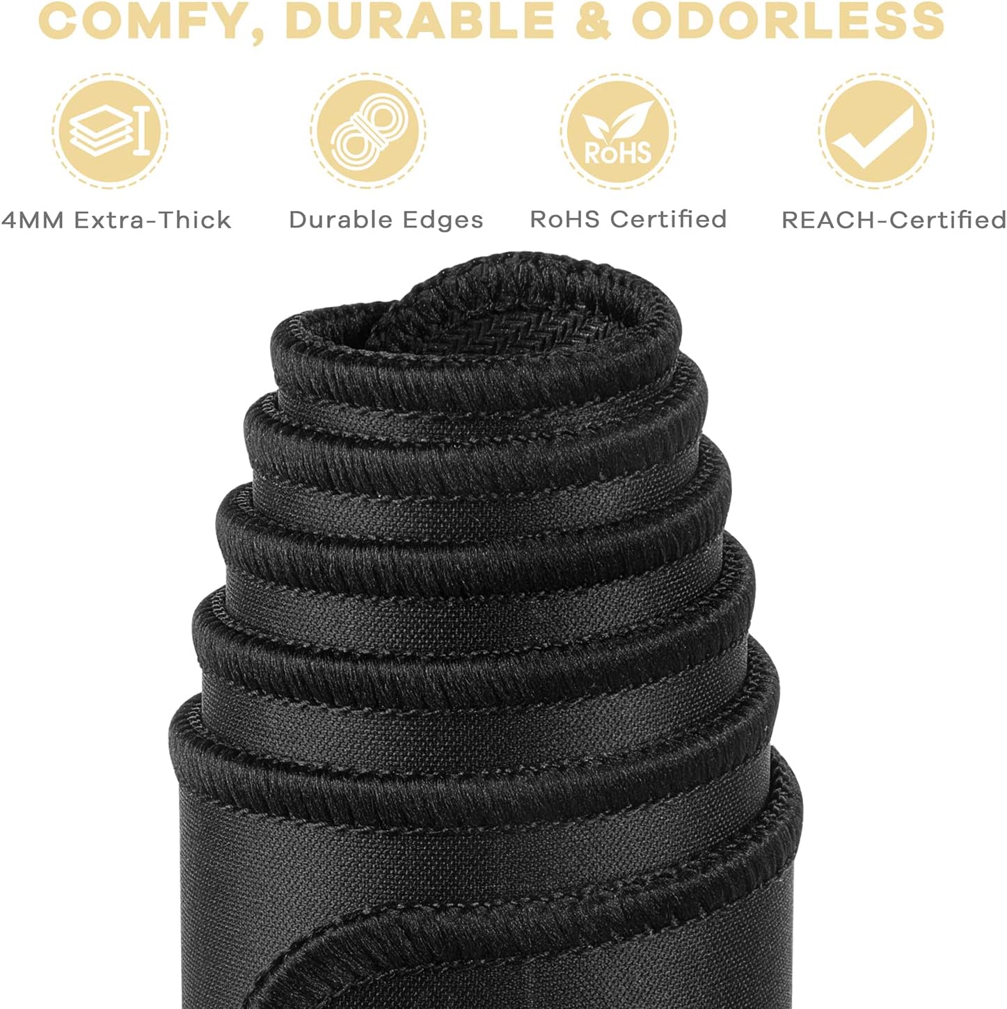 Reinzein Alfombrilla de mouse extendida negra con posavasos, alfombrilla de mouse XXL con diseño de bordes cosidos, tela de microtejido superior,