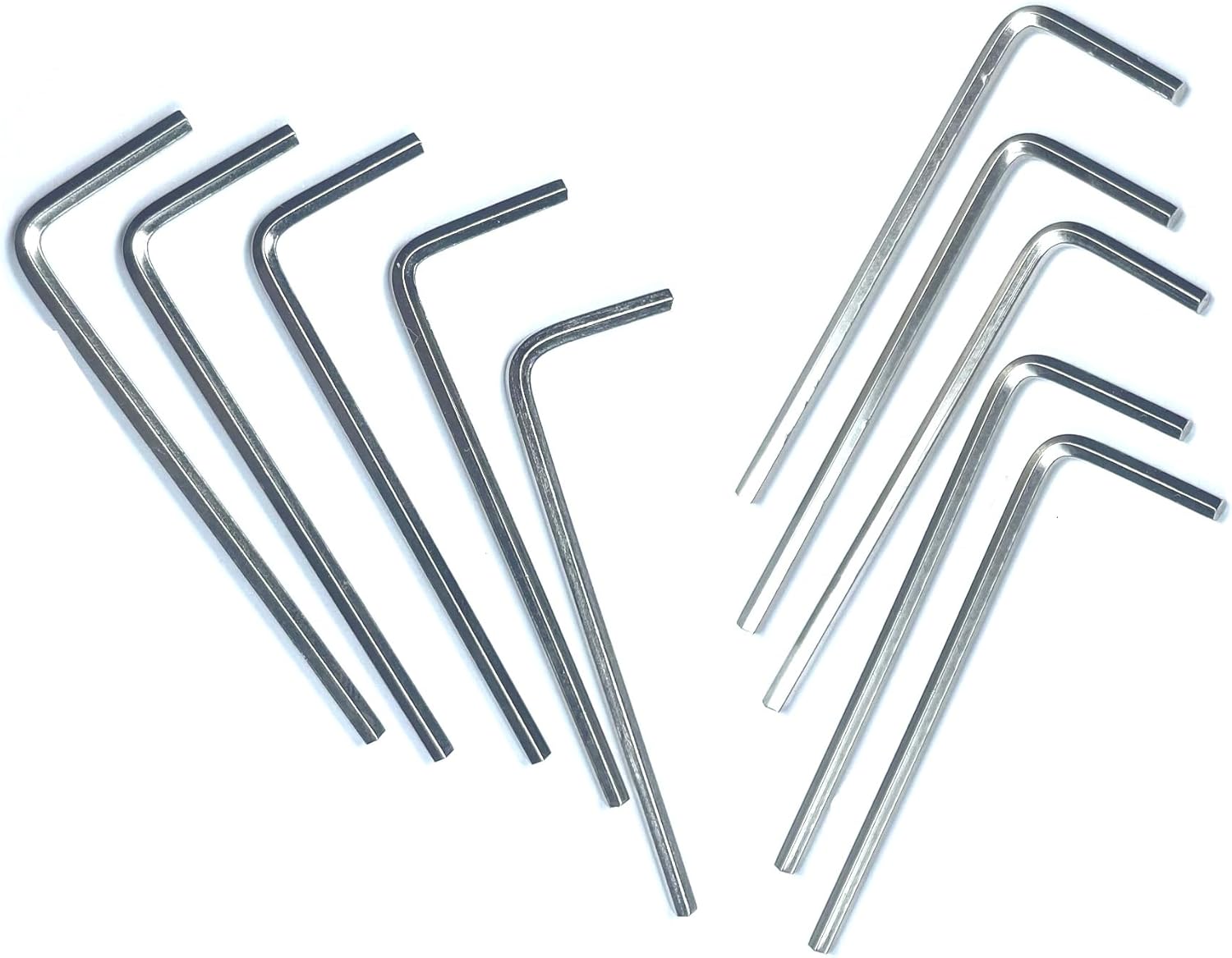 ZDingTech Juego de 10 llaves Allen de 564, juego de llaves hexagonales de 564 pulgadas, llave de puerta Allen en forma de L con brazo largo.