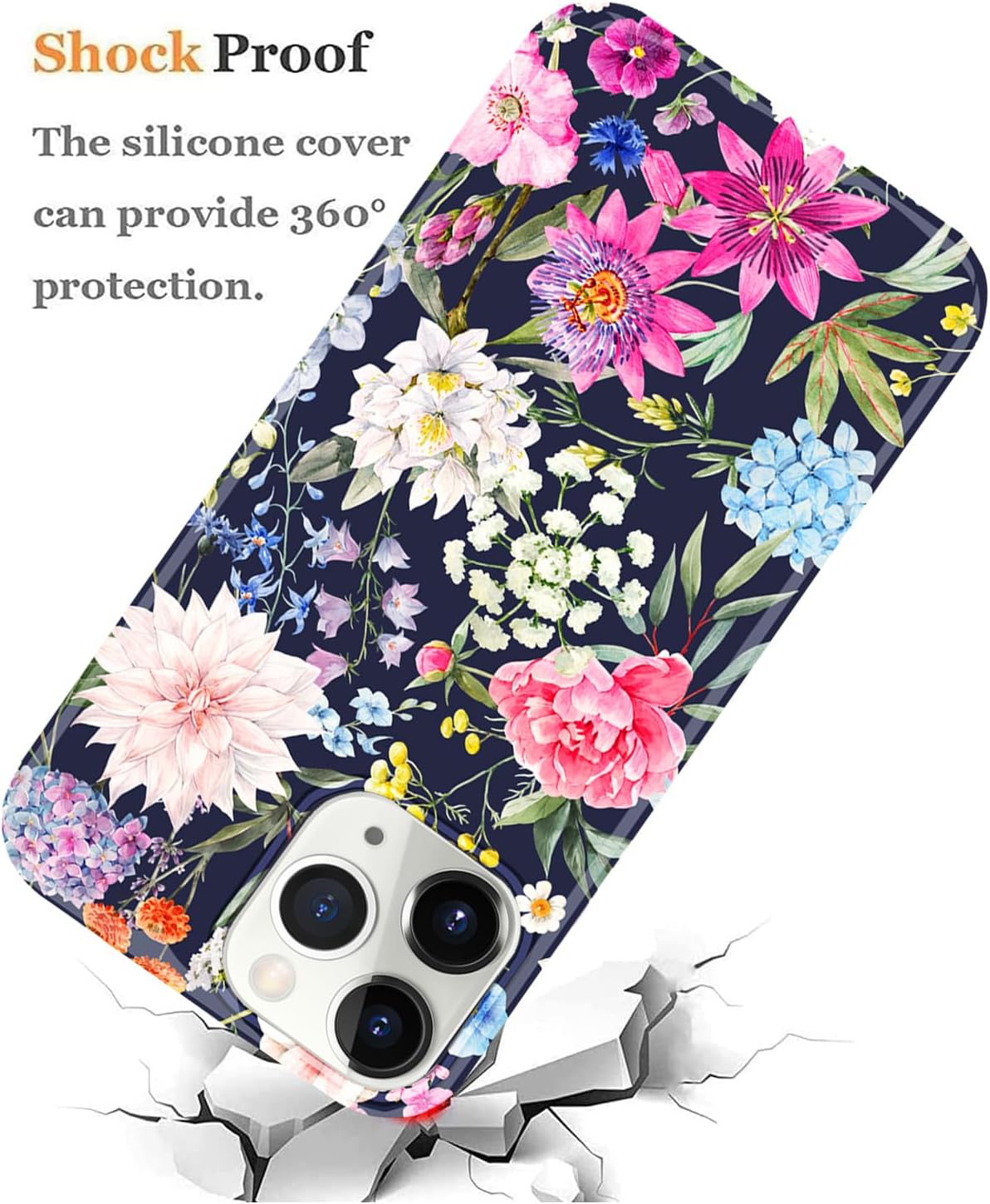 J.west Funda para iPhone 15 Pro Max de 6.7 pulgadas, a prueba de golpes, TPU para jardín, floral, para mujeres y niñas, diseño de flores secretas,
