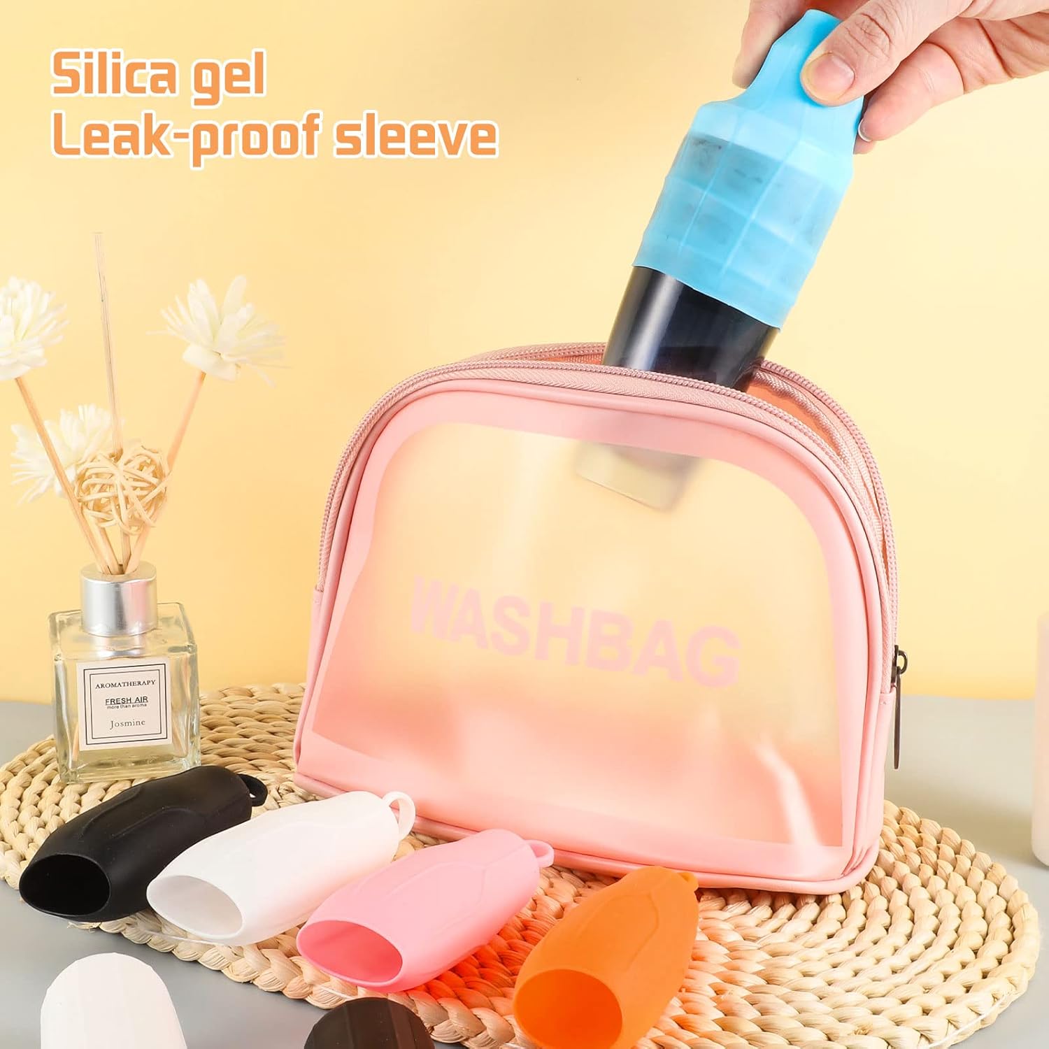 Paquete de 10 fundas elásticas para viajes a prueba de fugas, 2 estilos de fundas de silicona para artículos de tocador a prueba de fugas, accesorio