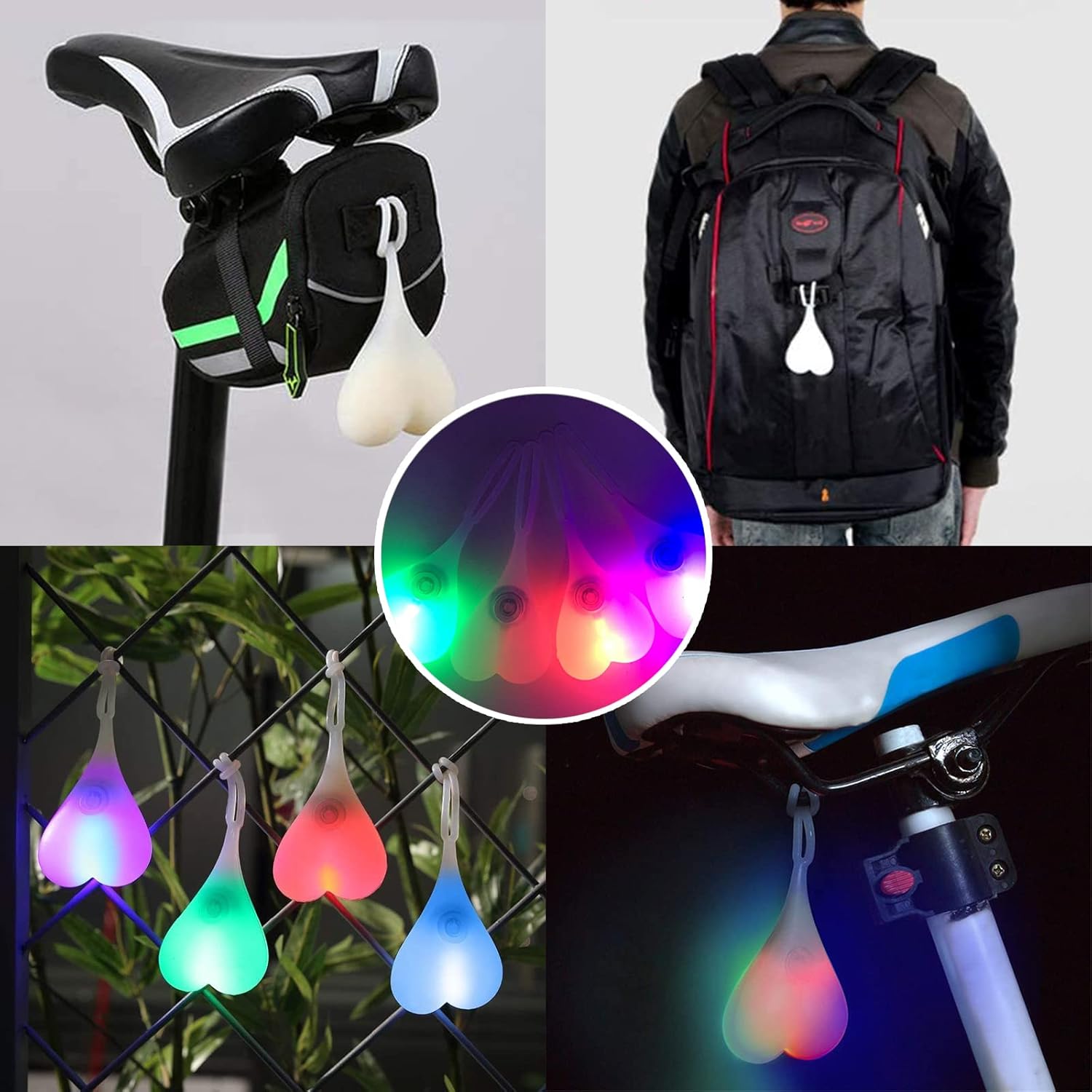 YUERWOVER Luz trasera LED para bicicleta, luz trasera de bicicleta, luz nocturna, esencial para asiento de ciclismo, lámpara de seguridad para