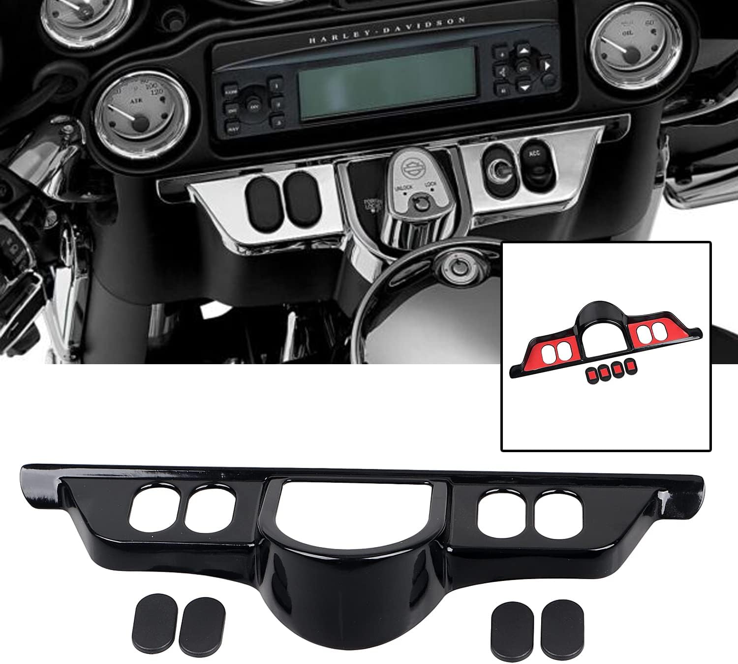 (Marco de aleación de zinc) Kit de cubierta de panel de carenado para Harley Electra Glide Street Glide FLHX FLHT & Trikes, negro