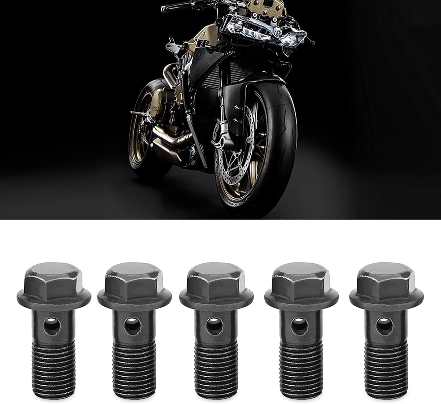 5 pernos de banjo para motocicleta, perno de freno de motocicleta, hierro de alta calidad, kit de arandela de sellado para pinza de freno (M10 ×