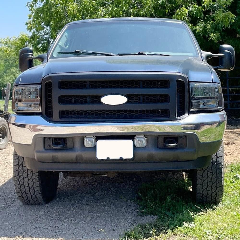 ECOTRIC Nueva parrilla delantera compatible con Ford F250 F350 Super Duty Excursion Black Grille Style 1999 2000 2001 2002 2003 2004