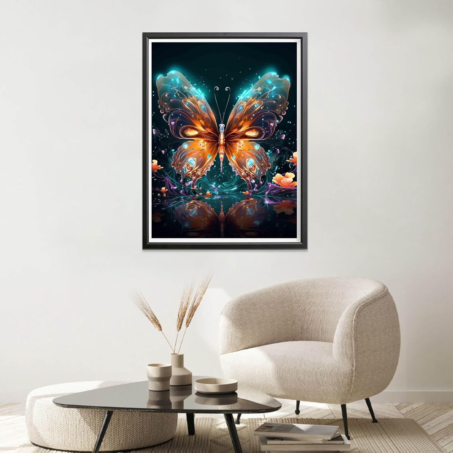 Sheehow – Kit de pintura de diamante 5D para adultos, sueño de mariposa, taladro completo, arte de diamante, arte de diamantes de imitación, arte de