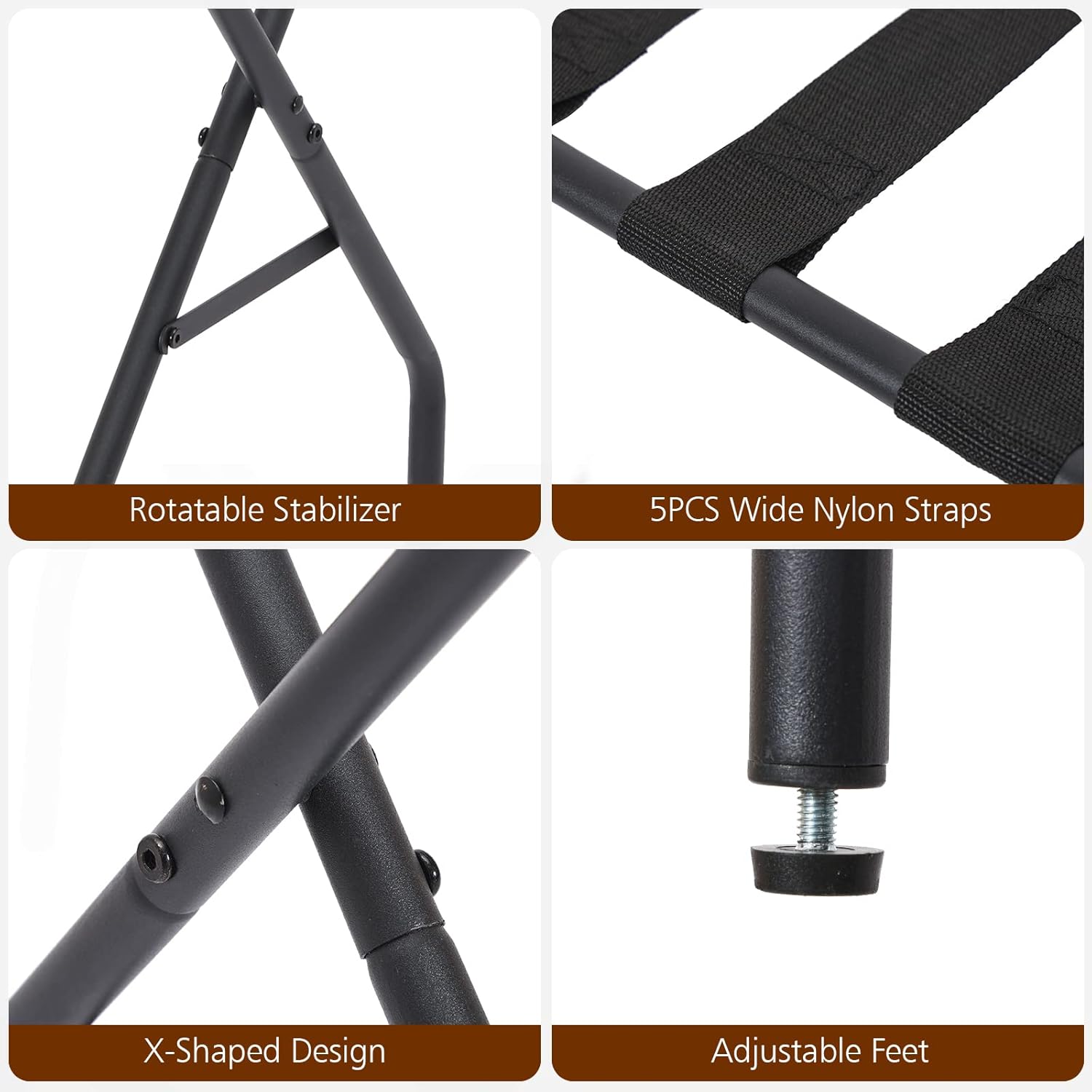 AMHANCIBLE Luggage Rack, Foldable Suitcase Stands Set of 2, Metal Luggage Holder for Guest Room, Bedroom, Hotel, Holds up to 110 lb, Easy Assemble,