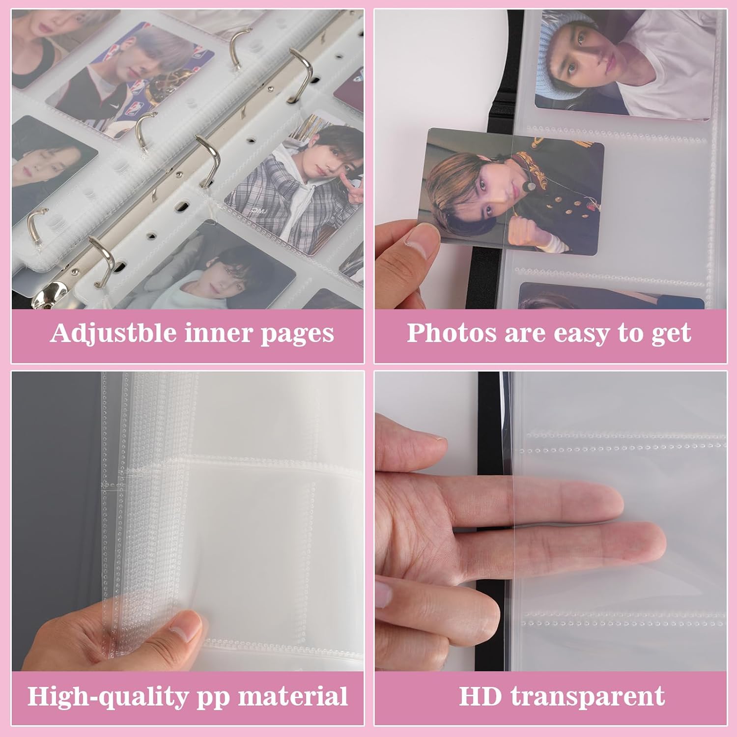 Carpeta minimalista A4 para tarjetas fotográficas con 25 páginas, 9 bolsillos interiores de un solo lado y 2 divisores sin ácidos con 225 bolsillos