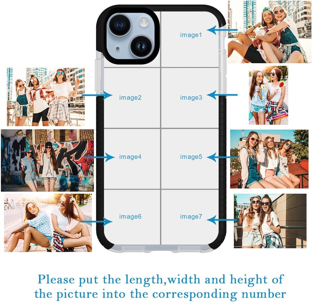 Funda de teléfono personalizada para iPhone 15 Plus, fotos personalizadas de collage de múltiples imágenes, resistente a los impactos, funda