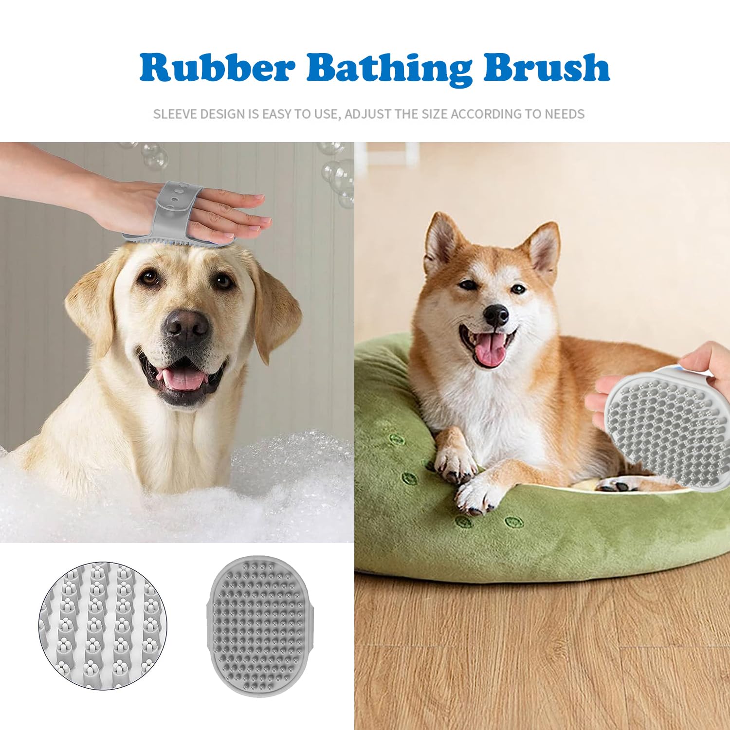 Cepillo de aseo para gatos  Cepillo de baño de silicona para gatos y perros, cepillo de baño para perros y gatos, 3 cepillos limpiadores de pelo de