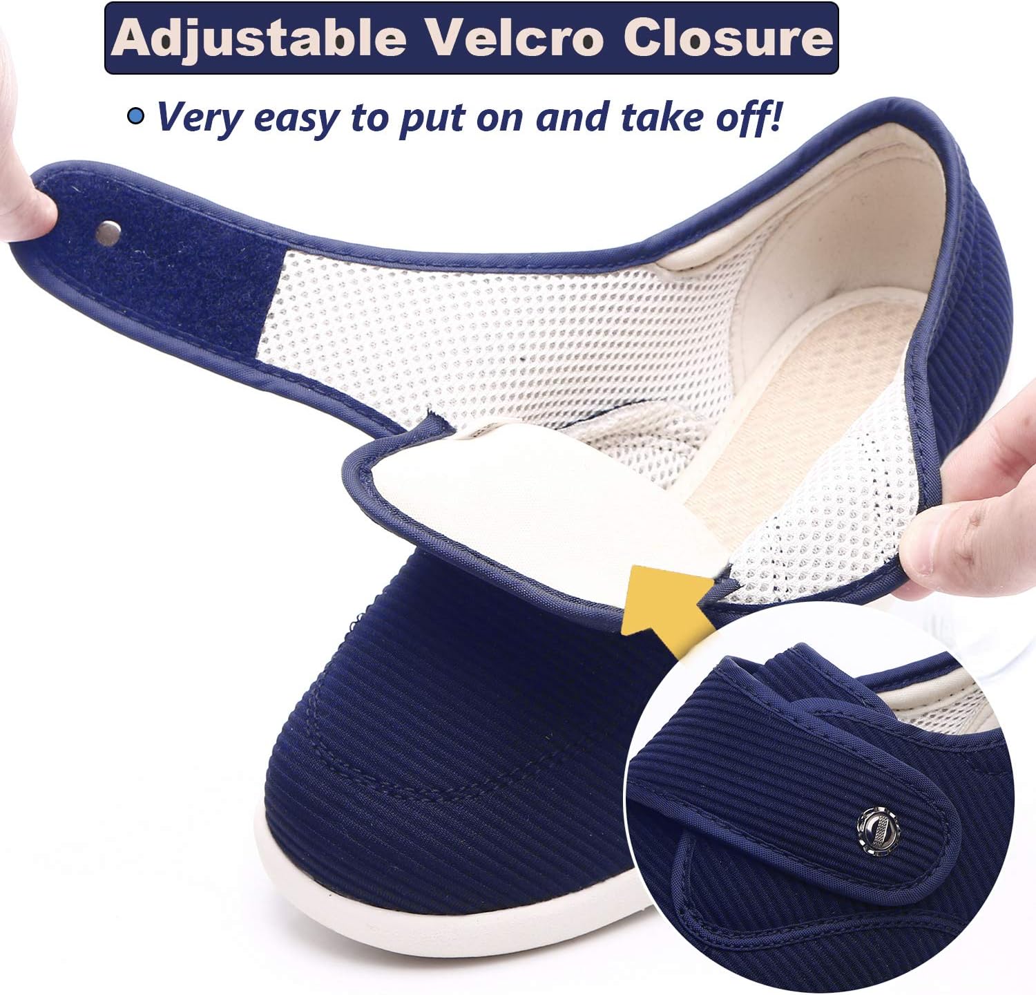 W&LESVAGO Zapatos para diabéticos para mujer con cojín de aire, ancho ancho, ligero, cierre ajustable, zapatos para caminar para artritis, edema