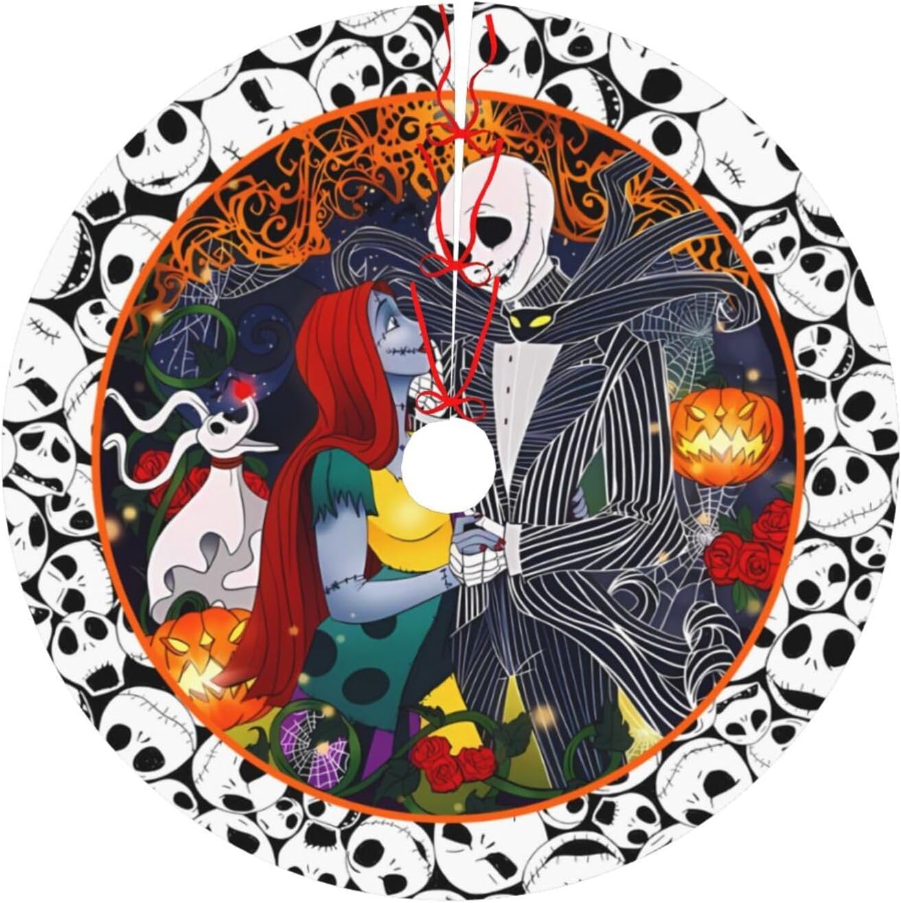 Falda de árbol de Acción de Gracias con calavera de Halloween, alfombra de 36 pulgadas para vacaciones, Año Nuevo, Halloween, Navidad, decoración de