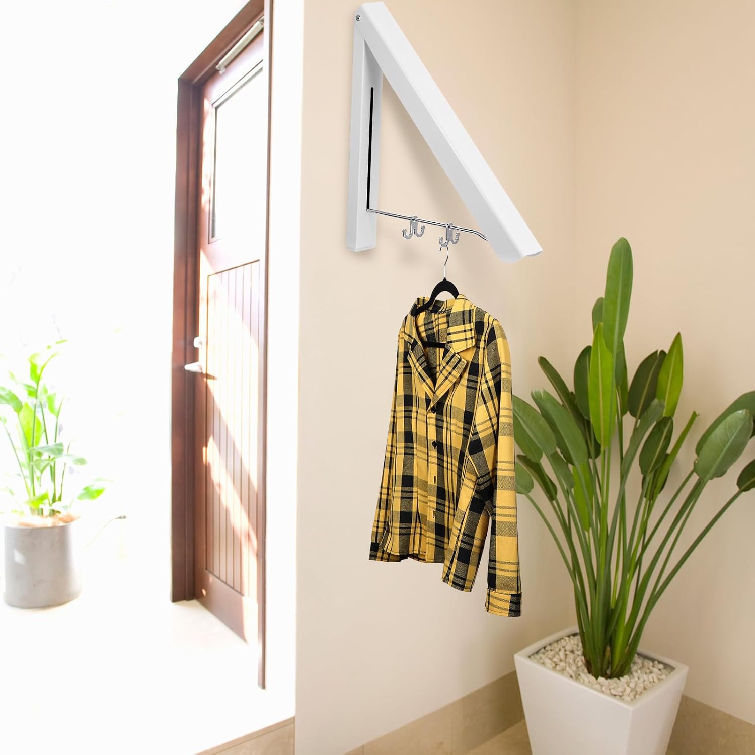 4 piezas de tendedero plegable para colgar en la pared, perchero retráctil de aluminio, perchas de pared plegables para ropa, ahorro de espacio,