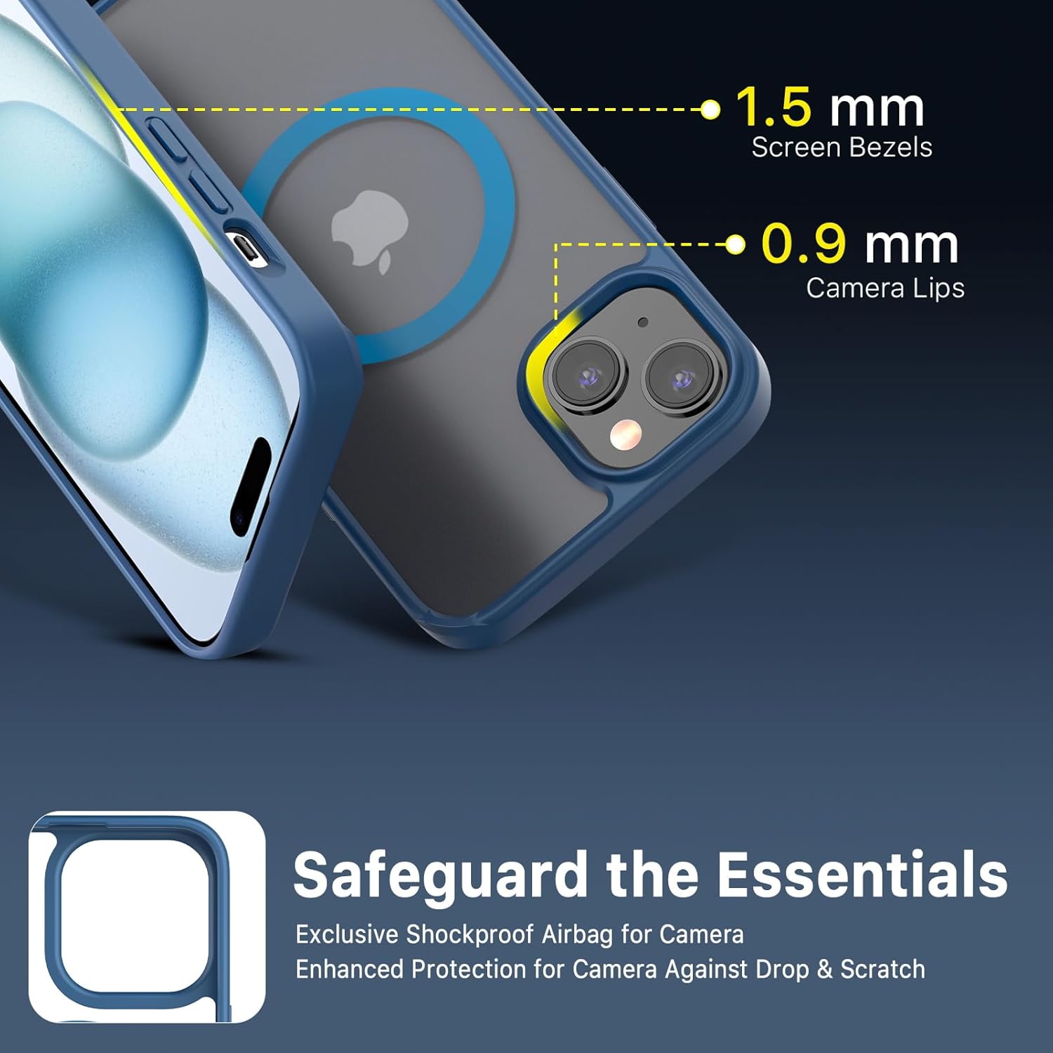 MYBAT PRO Lunar Lite Series – Funda para iPhone 15 compatible con MagSafe translúcido mate, parte trasera dura, delgada, antihuellas, antiarañazos,