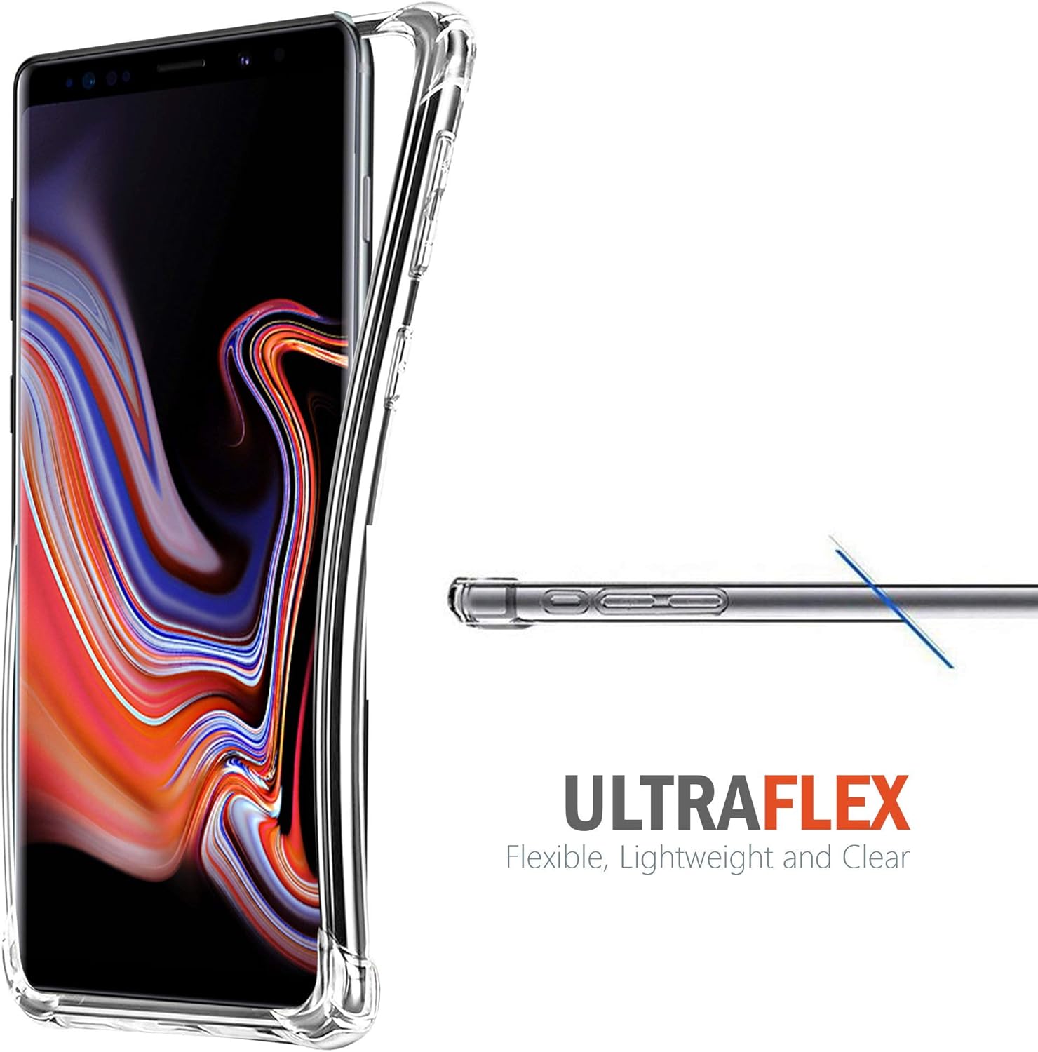 Funda protectora compatible con Samsung Galaxy Note 9, claridad máxima, delgada, transparente, de poliuretano termoplástico (leopardo)