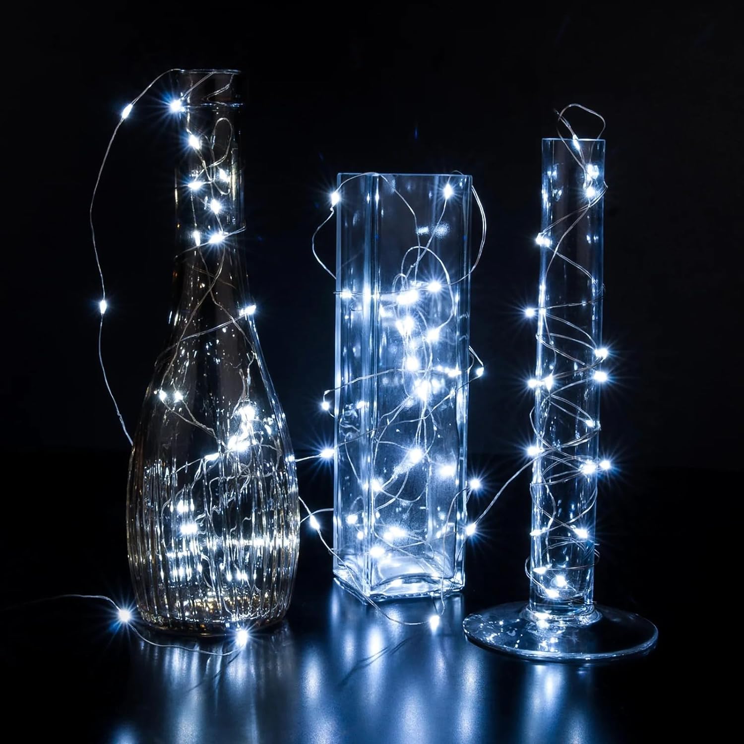 chzk Paquete de 12 luces de hadas de 7 pies, 20 luces LED parpadeantes, funciona con pilas, luces impermeables de luciérnaga estrellada, luces de