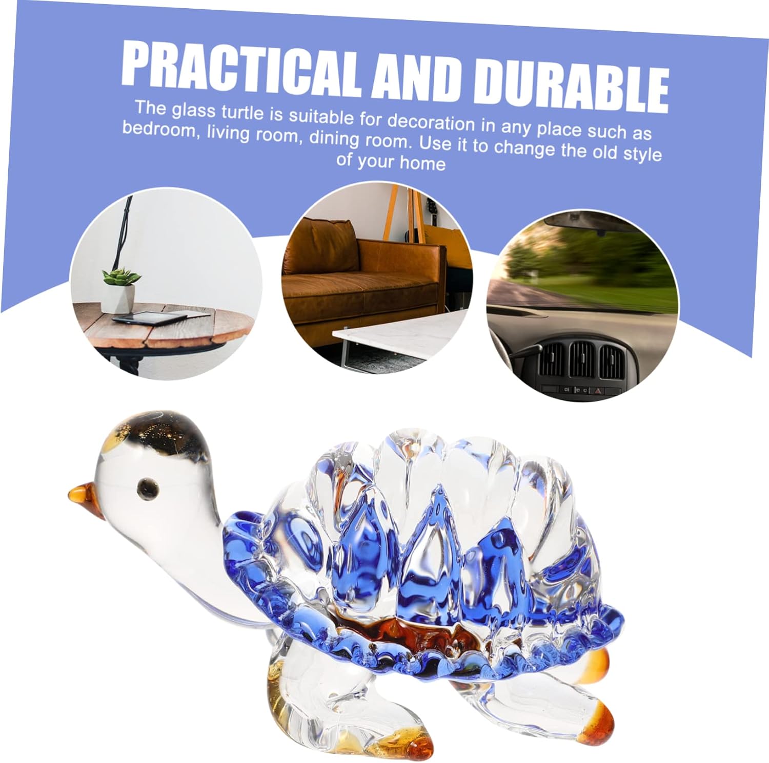 Garneck 3pcs Little Turtle Ornament Glass Animal Figurines Turtle Decor sea Animal Figurine Turtle Statue adornos para Miniature Figurines Desktop