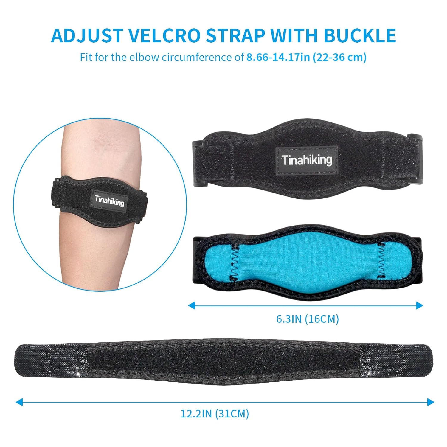 Codera para tendinitis y codo de tenista, 2 unidades, coderas de tenis para hombres y mujeres, correas ajustables con almohadillas de compresión que