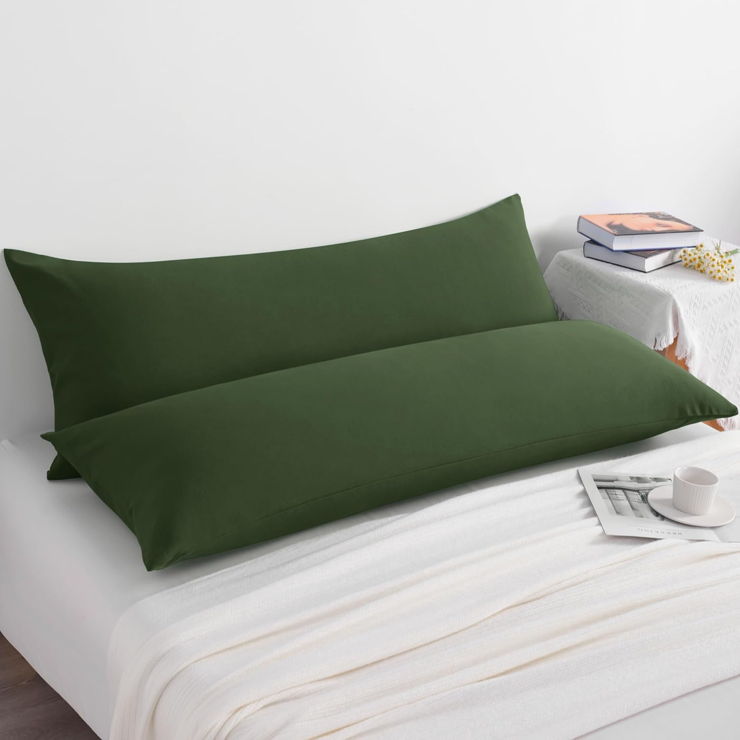 NTBAY Juego de 2 fundas de almohada corporales, paquete de 2 fundas de almohada de microfibra cepillada de 20 x 54 pulgadas, suaves, resistentes a