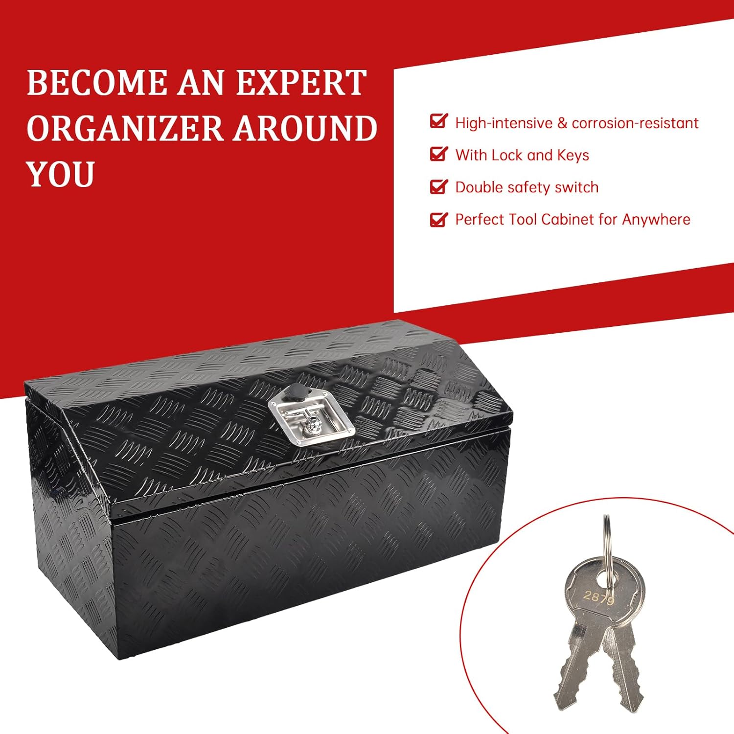 Caja de herramientas de aluminio para lengua de remolque de 30 pulgadas, caja de herramientas para camión, caja de herramientas, organizador de