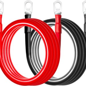 MILAPEAK Cables de batería de 4 AWG, juego de cables inversores de batería marina de calibre 4 de 5 pies con terminales de 38 pulgadas (positivos y MILAPEAK Cables de batería de 4 AWG, juego de cables inversores de batería marina de calibre 4 de 5 pies con terminales de 38 pulgadas (positivos y