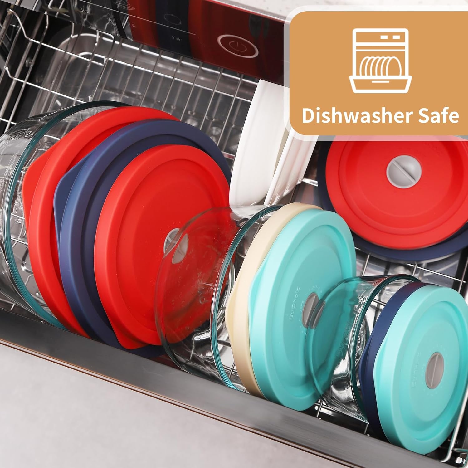 Tapas de repuesto para Pyrex 7200-PC de 2 tazas, tapa redonda de almacenamiento de silicona para cuenco de vidrio de ancla, paquete de 4, color beige