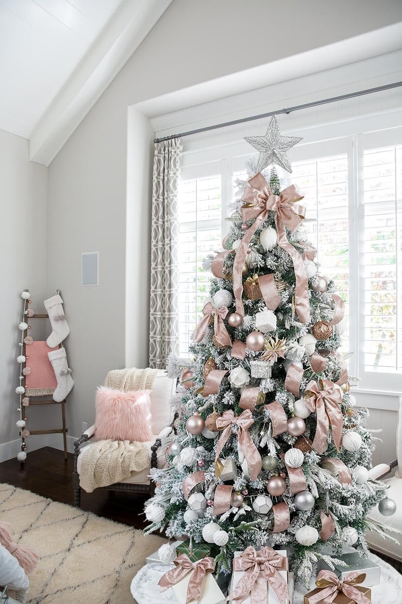 HUIHUANG Cinta de terciopelo dorado rosa con alambre con respaldo dorado, cinta de terciopelo de Navidad para árbol, lazos, coronas, guirnaldas,