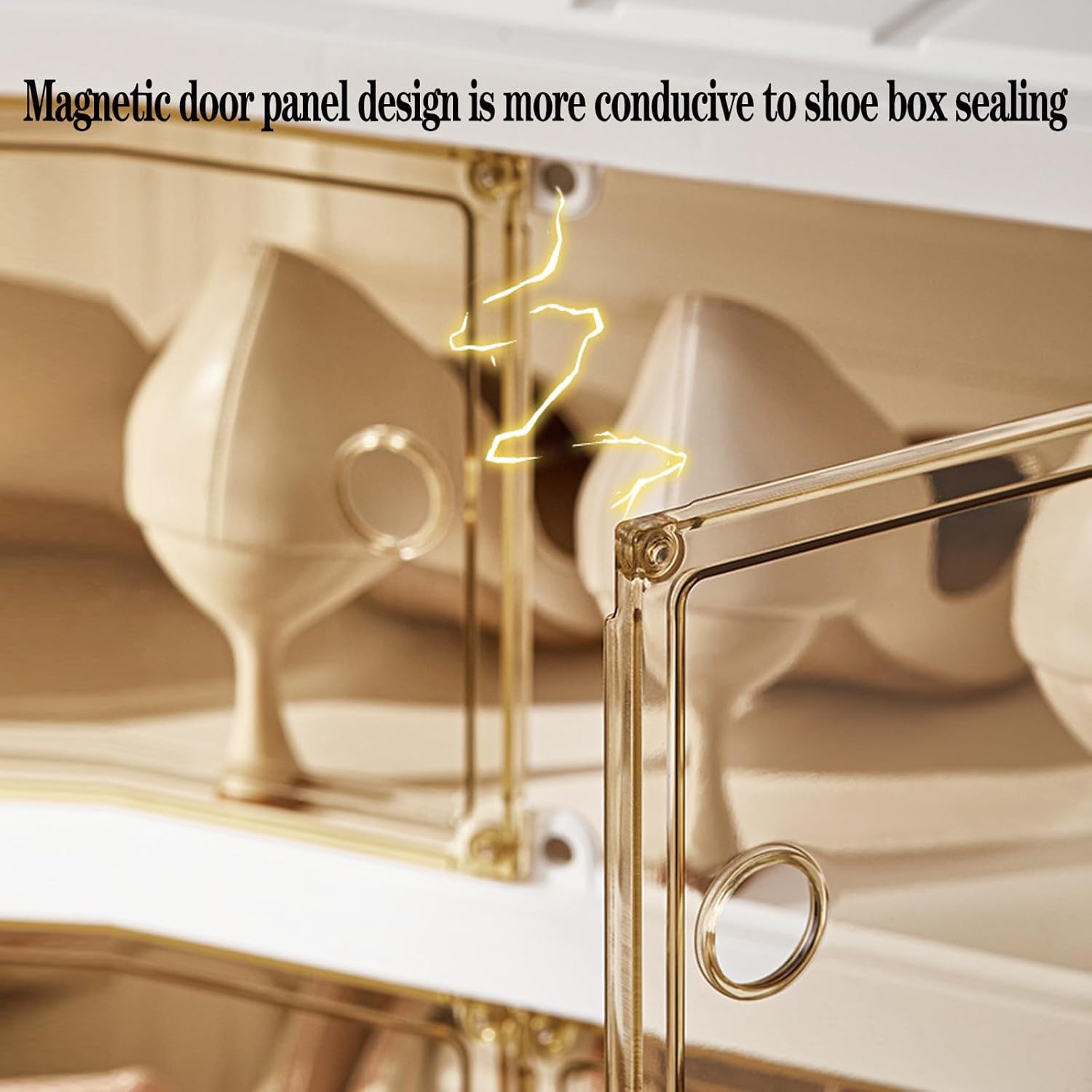 Organizador plegable para zapatos, almacenamiento de zapatos apilable de 6 niveles con puerta transparente magnética, organizador grande de plástico