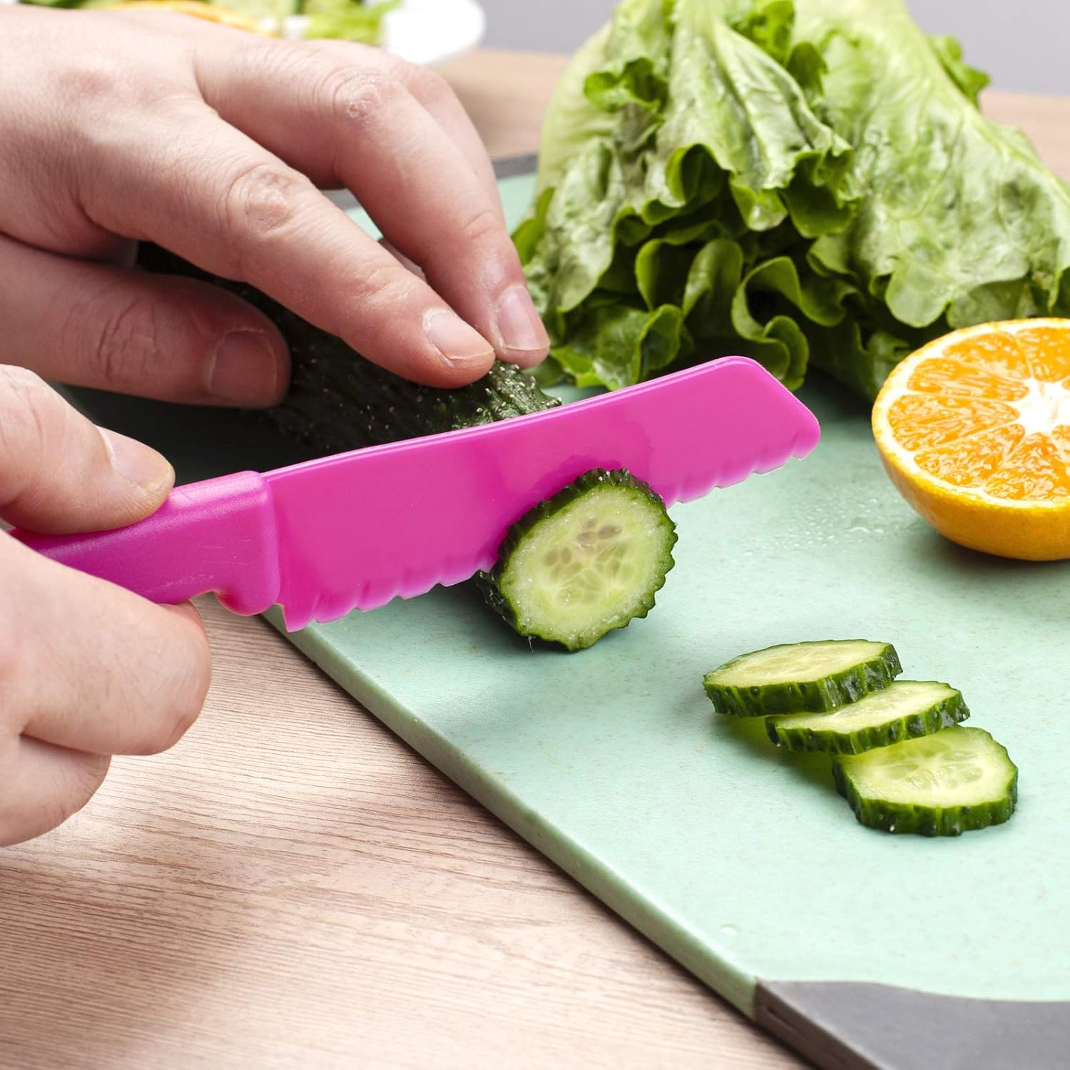 Juego de 8 cuchillos de cocina de nailon de plástico para niños, cuchillos de cocina para niños, juego de cuchillos seguros para pan sin BPA,