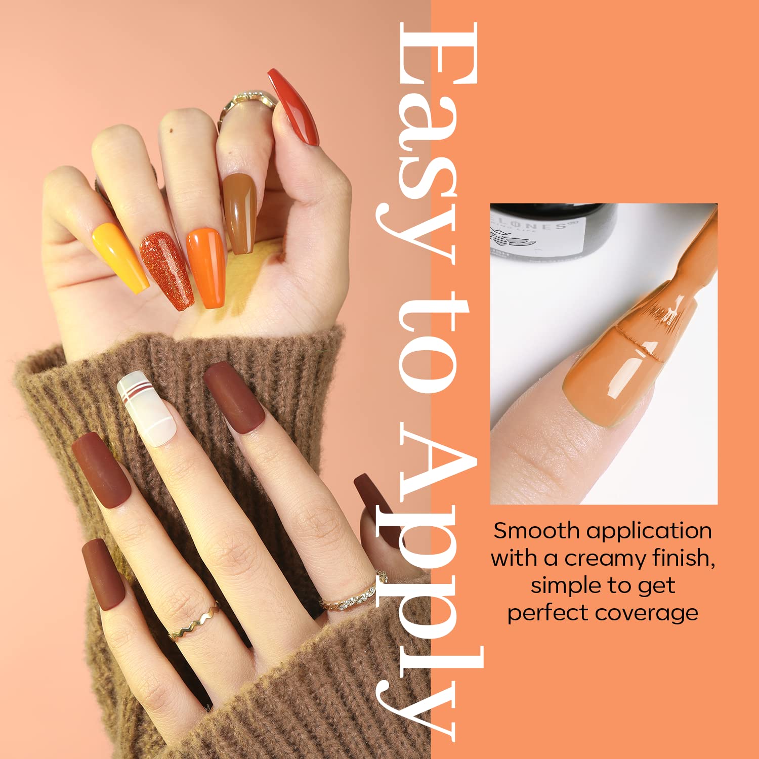 modelones Juego de esmaltes de uñas de gel, 6 colores caramelo, kit de otoño retro dorado con purpurina marrón oscuro, esmalte de uñas de gel para