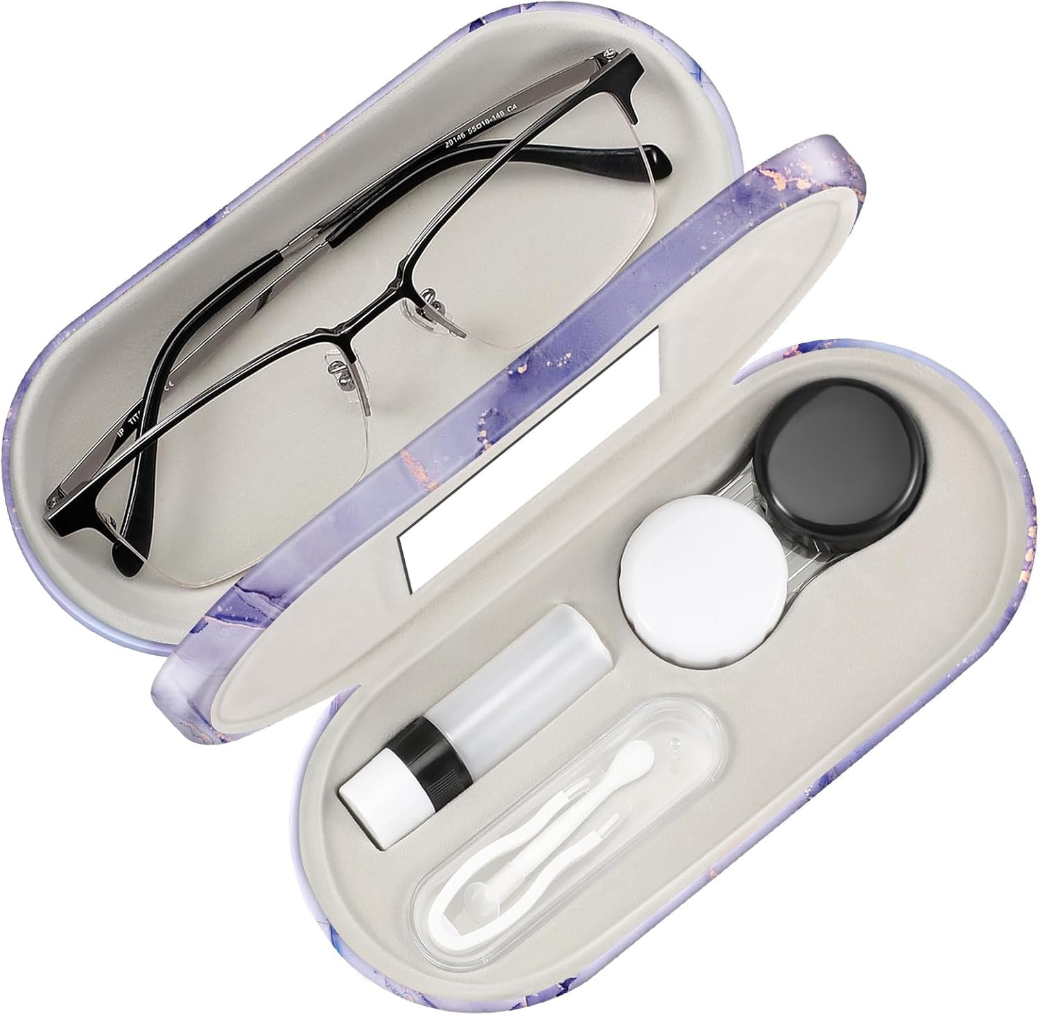 Fintie Funda para lentes de contacto 2 en 1 y funda para gafas, funda de viaje portátil de doble cara para lentes de contacto con espejo integrado,